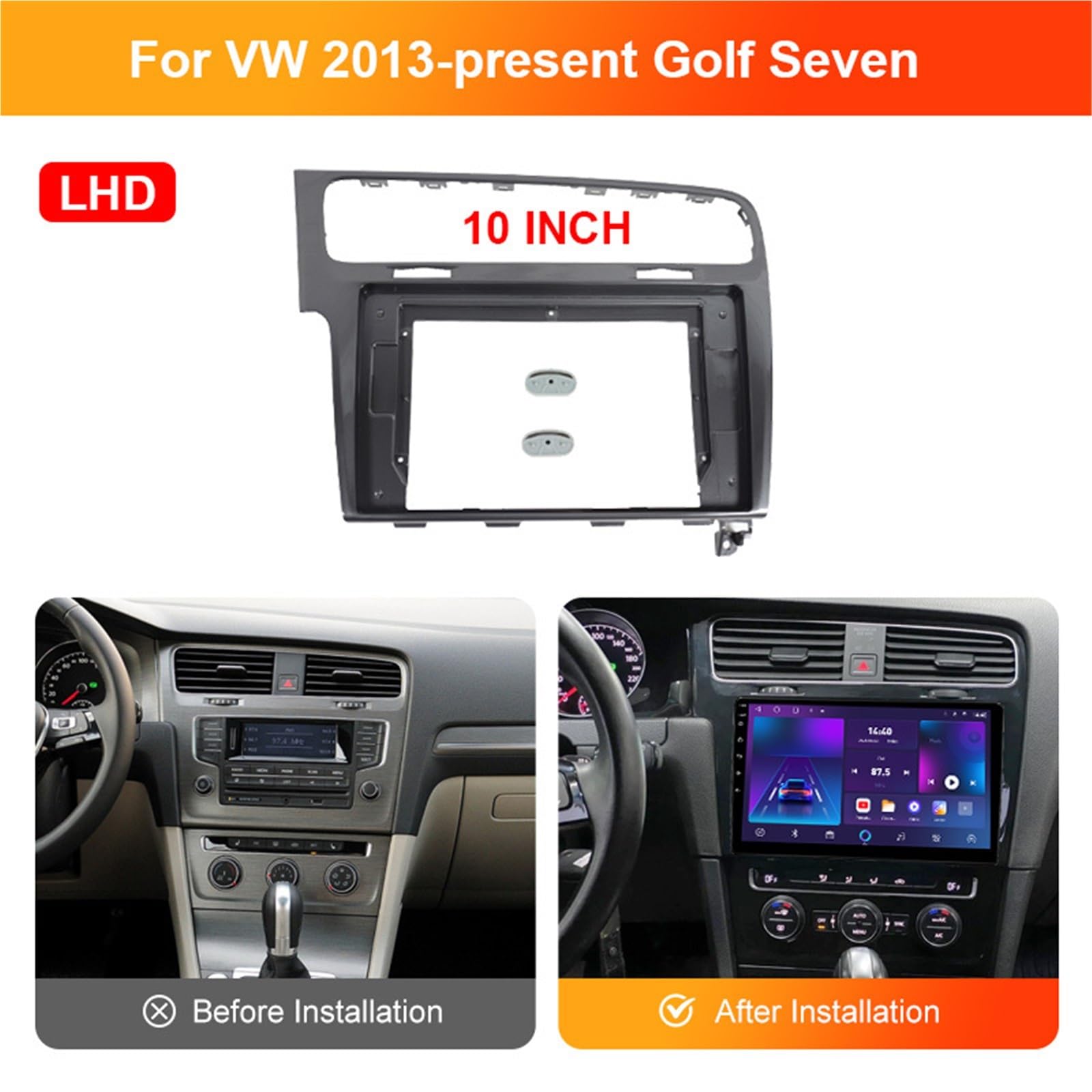 Cadre Radio Panneau de façade d'autoradio pour VW Golf 7 2013+, Cadre de Tableau de Bord, Lecteur multimédia Android, câble avec Canbus