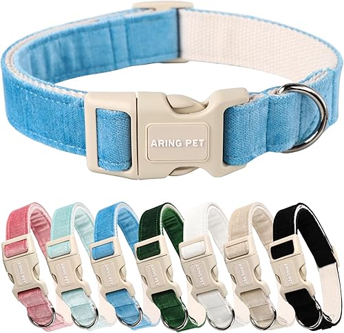 ARING PET Collar de algodón ajustable para perros pequeños, ligeros y cómodos, con hebilla de liberación rápida para perros pequeños, medianos y ARING PET Collar de algodón ajustable para perros pequeños, ligeros y cómodos, con hebilla de liberación rápida para perros pequeños, medianos y