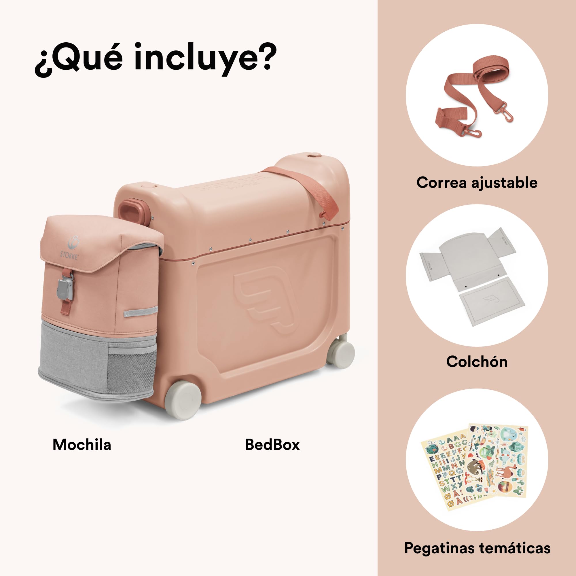 Stokke JetKids Pack de Viaje - Incluye Maleta Montable BedBox y Mochila - Ideal para Niños de 2 a 7 Años (hasta 35 kg)