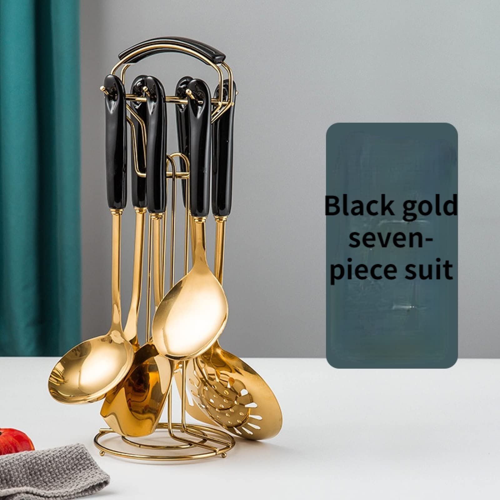 Kochutensilien-Set, 7-teilig, Kochgeschirr-Set, Edelstahl, Keramikgriff, Kochutensilien 06