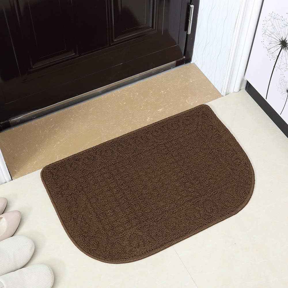 cosy homeer 27x18 inch anti fatigue kitchen rug mats are made of 100% polypropylene half round rug cushion specialized in anti slippery and machine washable (brown 1 pc) … brown 1'6" x 2'3" (semicircular)