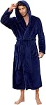 VULCANODON Mens Robe Big and Tall with Hood, Full Length Plush Robe for Men Long Fleece Bathrobe