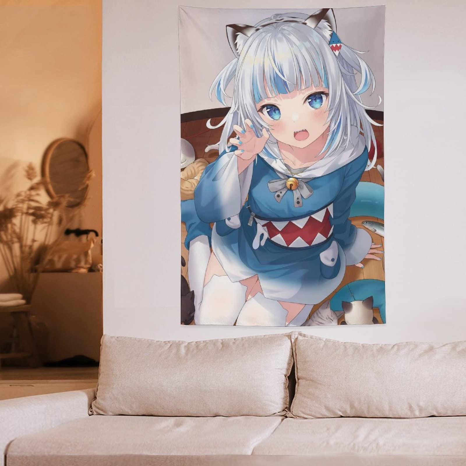 Amazon.co.jp: タペストリー 萌え キャラクター柄 VTuber ぐら サメ