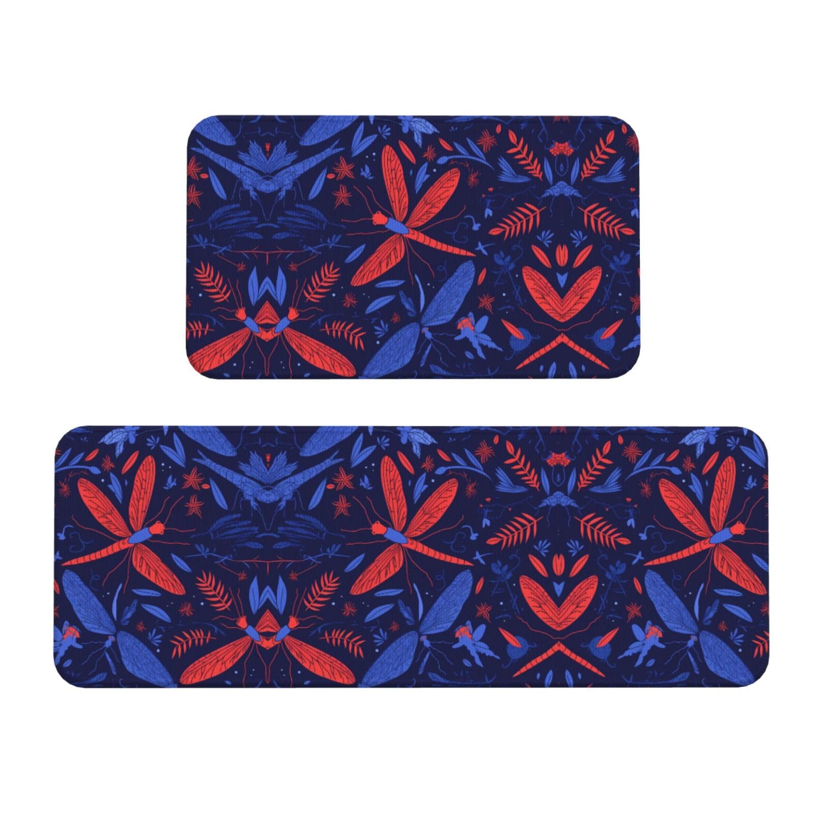 Alfombras de cocina antideslizantes con estampado de insectos, juego de 2 piezas para el hogar