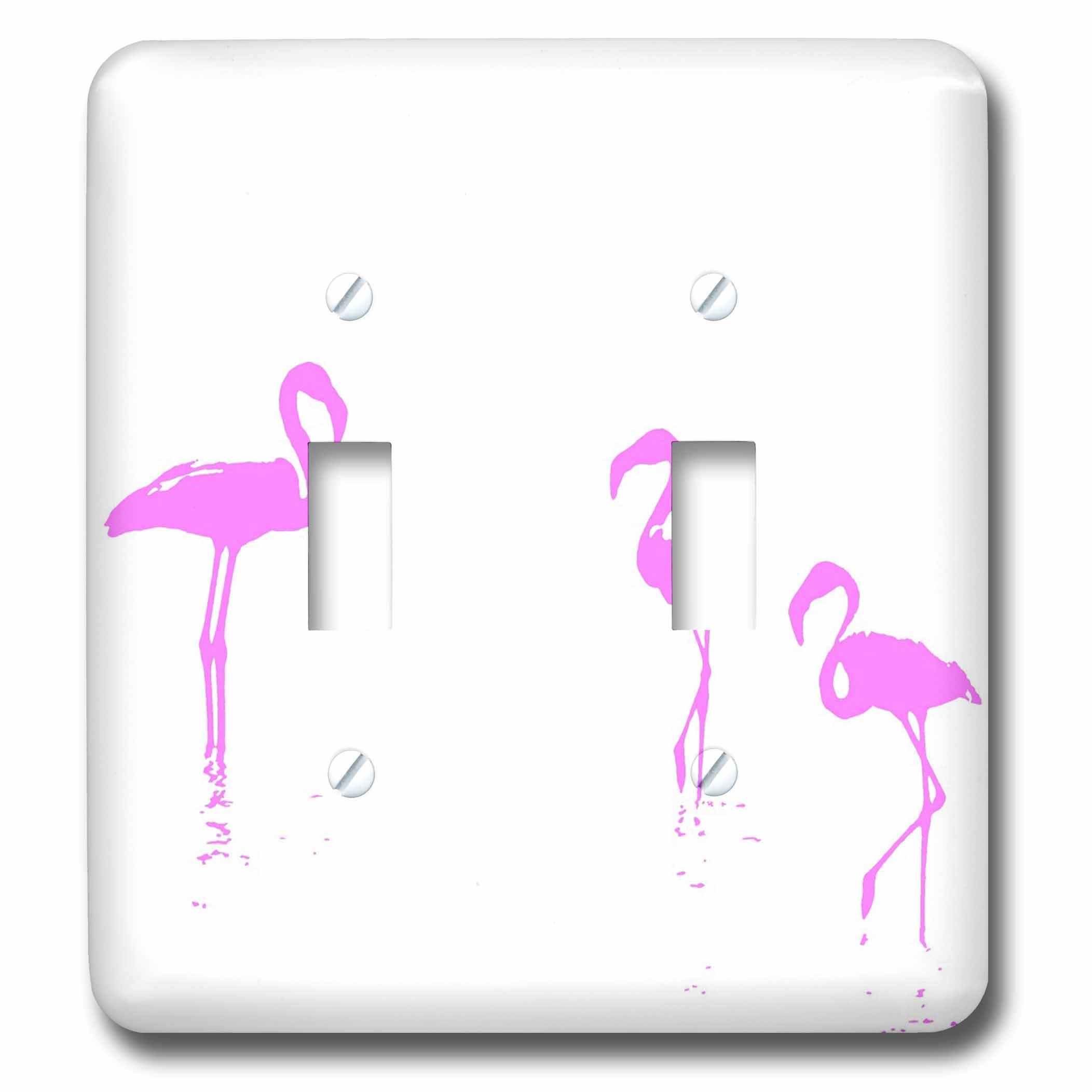 Interrupteur à baïonnette de créateur silhouette trois flamants roses finition rose