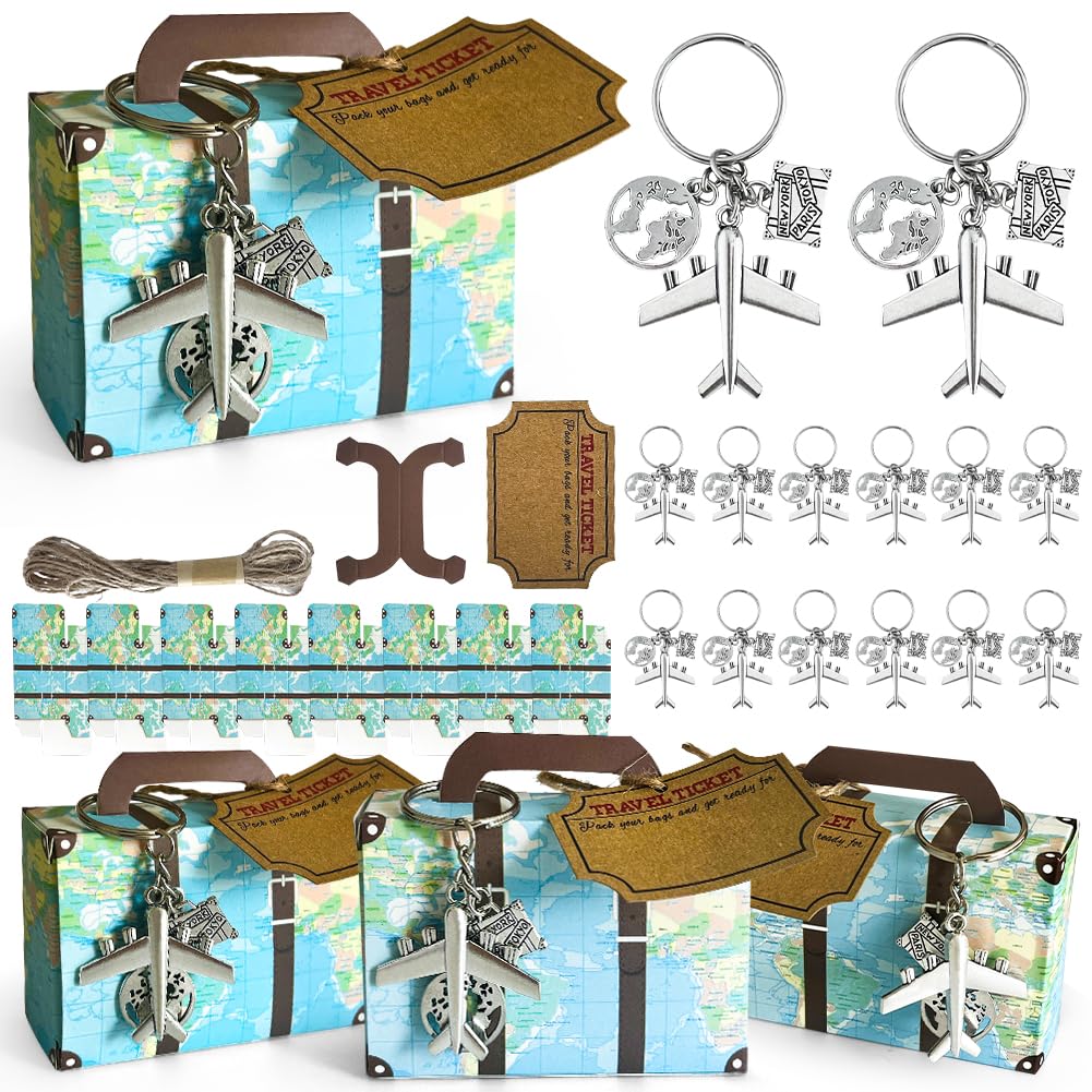 Amazon.com: Aizhuang 50 Set World Map Mini Suitcase Favor Boxes
