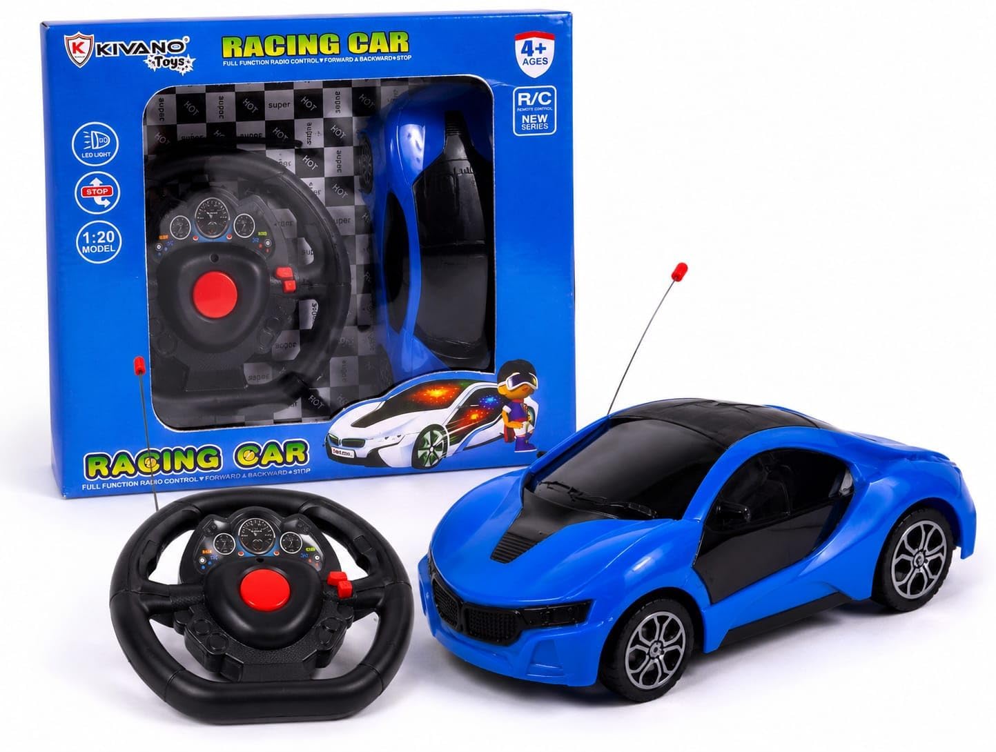 Remote Control Racing Car Toy with Steering Wheel Controller, Red | LED Light, Sports RC Car, Full Function Forward Backward Stop Control, Kids Toy Car-image-7