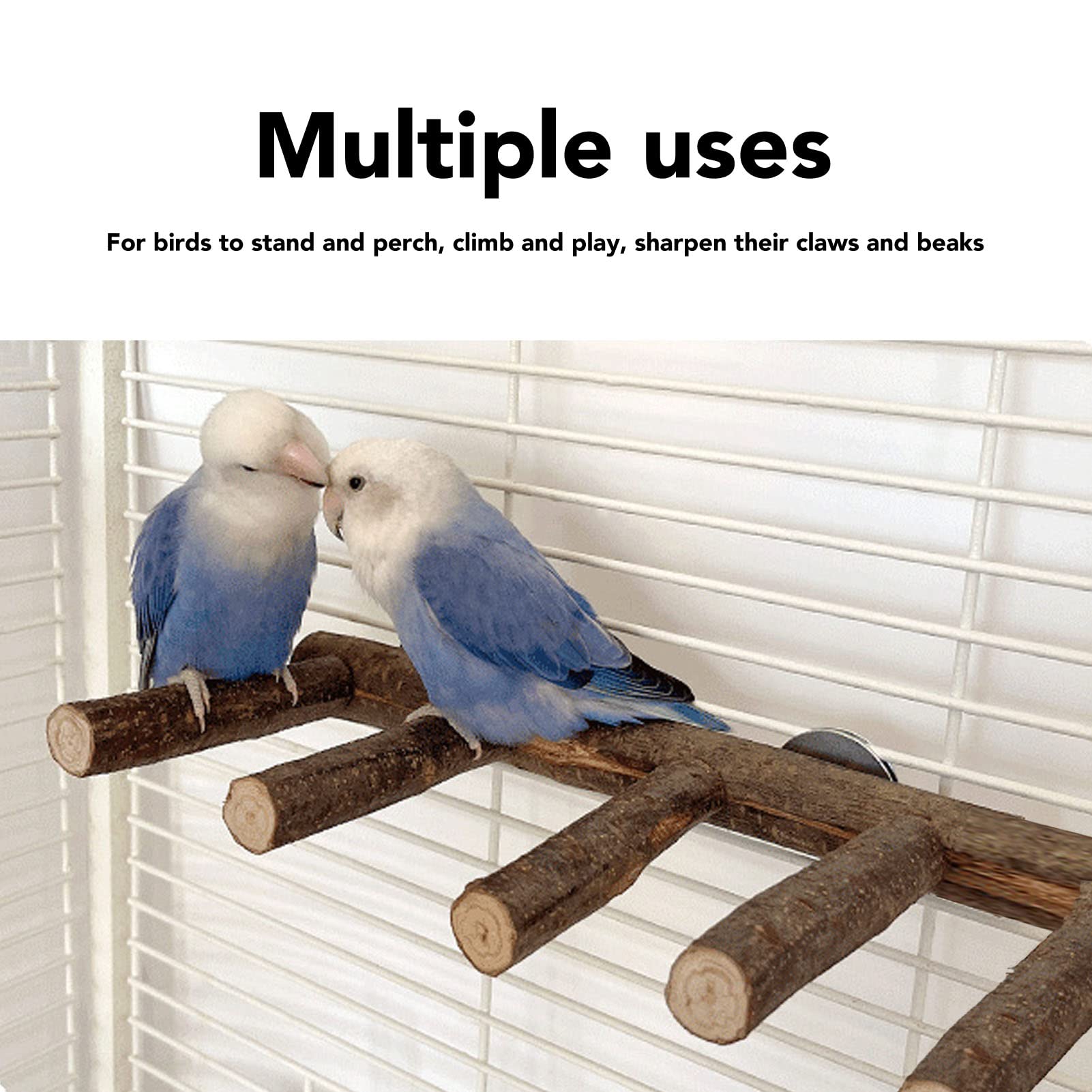 Bird Wooden Ladder Grinding Claws Multi Step Ladder Parrot Perch for Small Medium Parrot (apple wood)