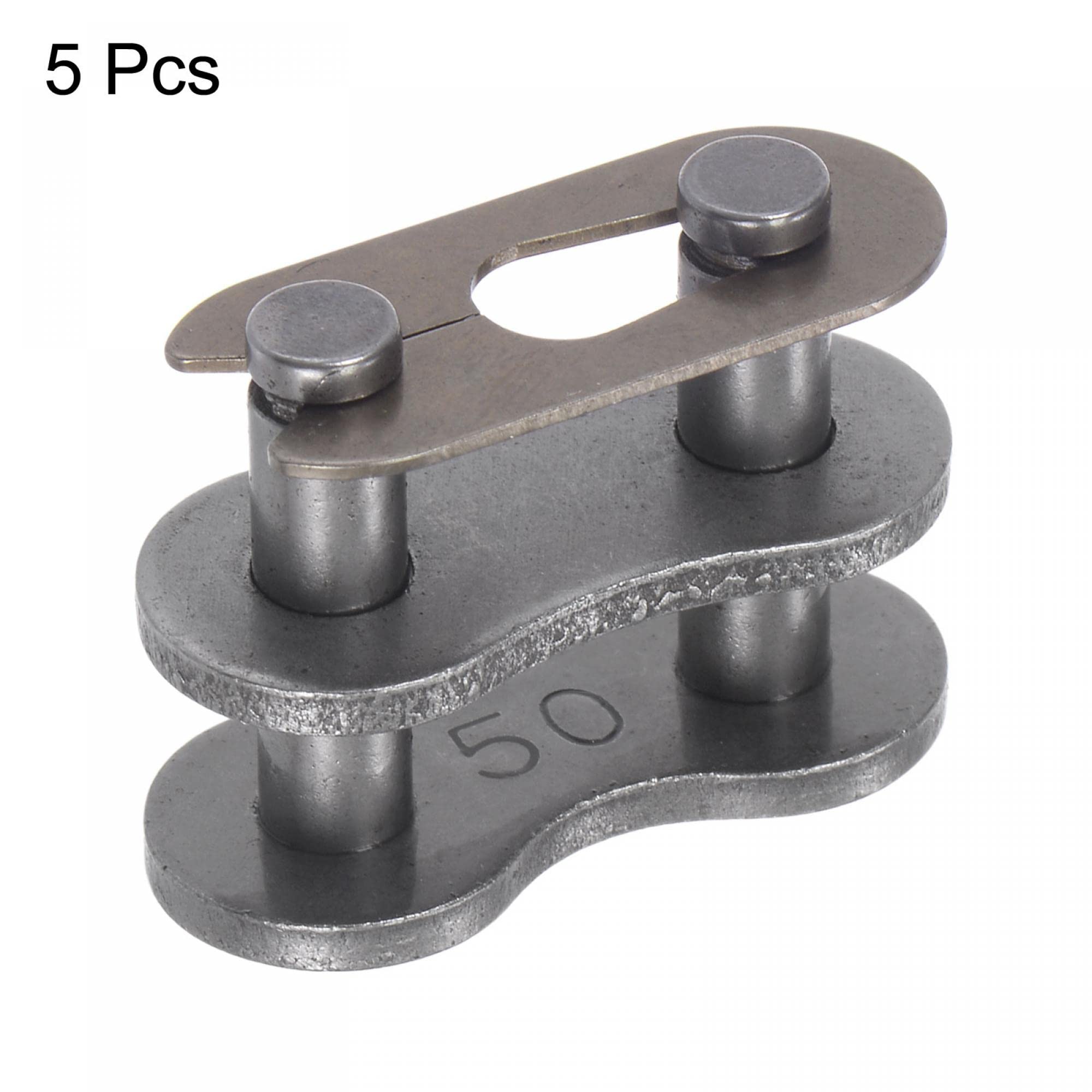 sourcing map 5 rodillos de eslabones de conector maestro de cadena #50 acero al carbono 5/8 pulgadas