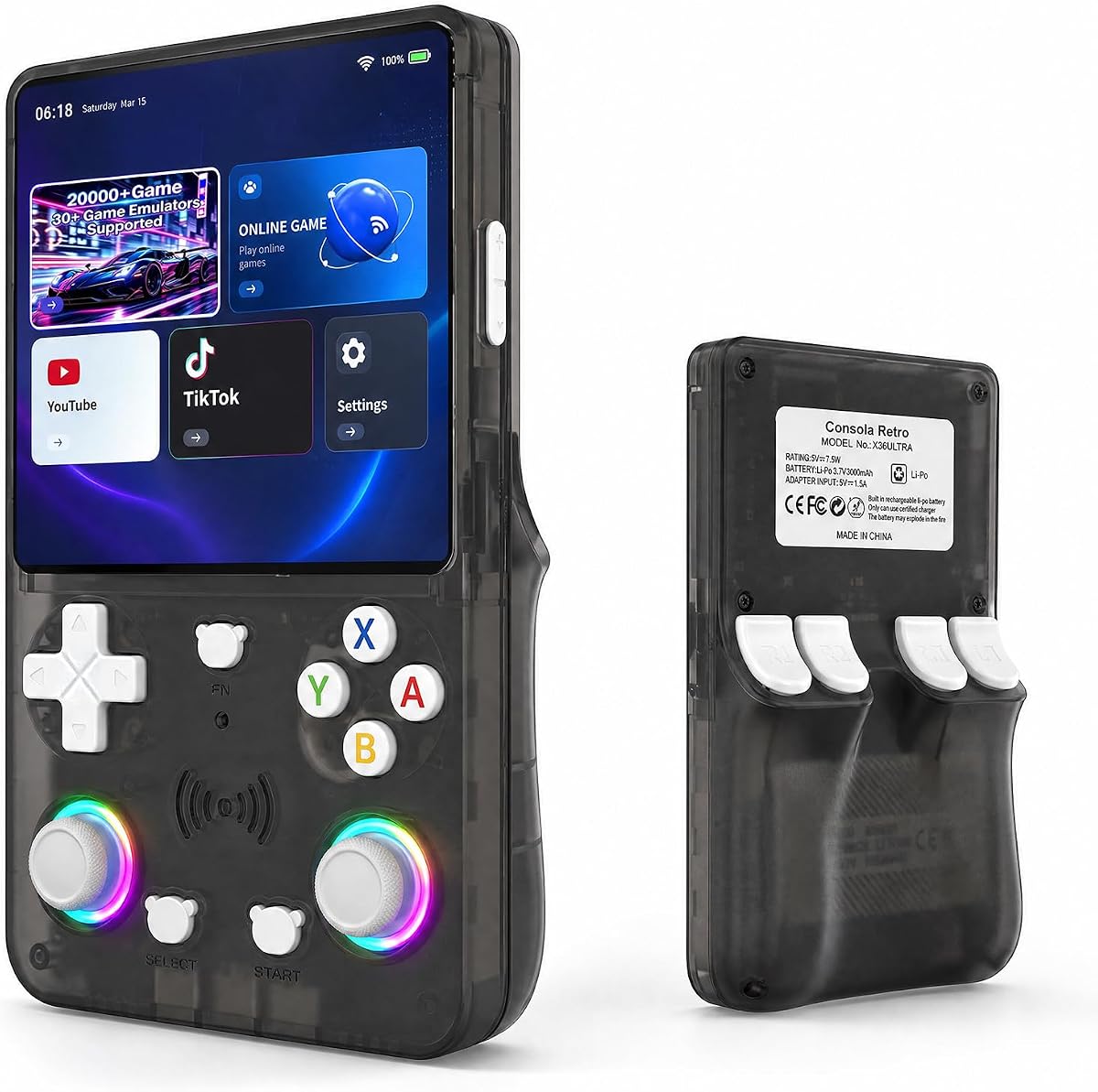 X36 Ultra Retro Handheld Game Console, WiFi Support YouTube TikTok, 28000+ Games, Portable Android 10.0 Handheld, 4.2 Inch 720x720 OCA IPS Screen, 3500mAh Pocket Gaming Console