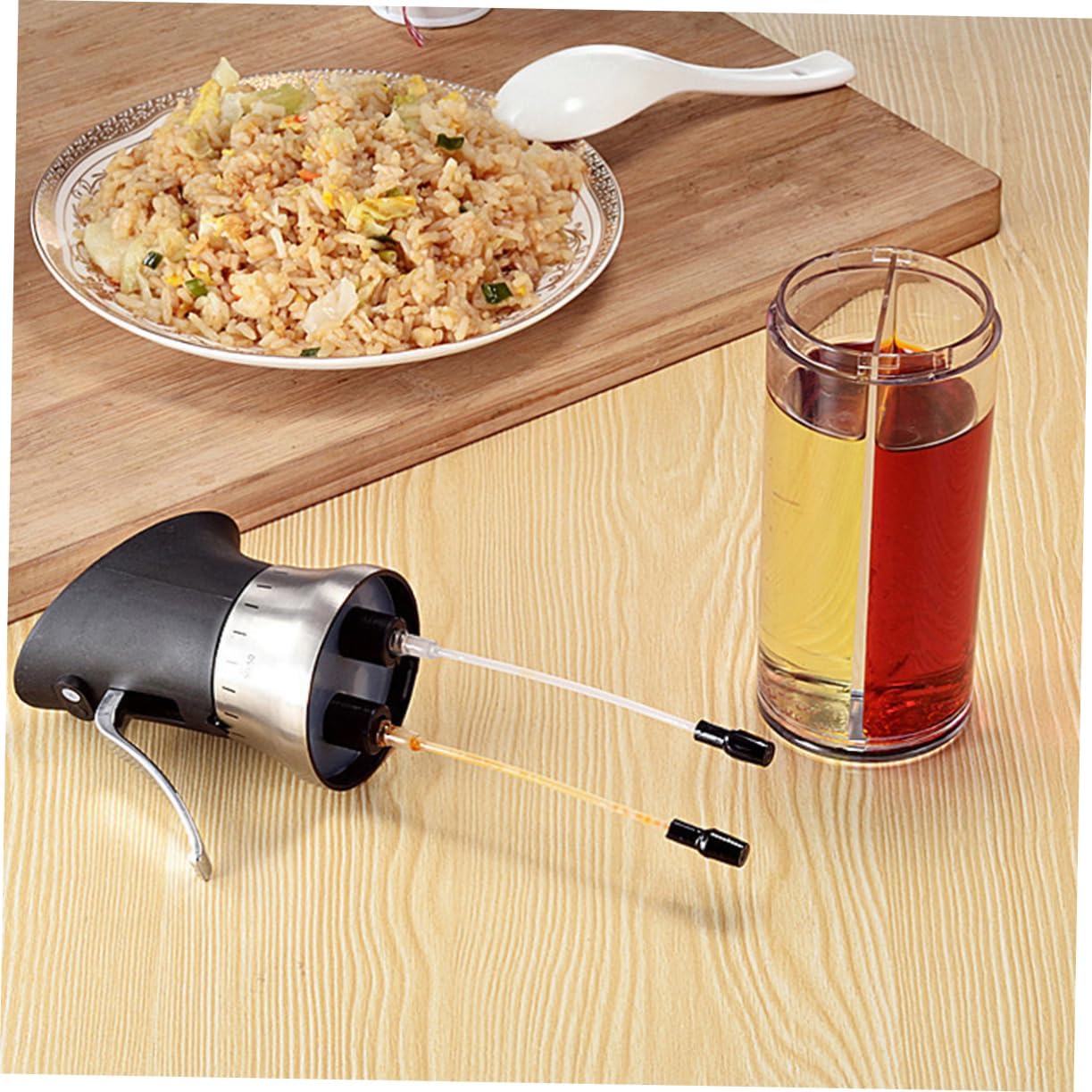 KICHOUSE 1pc Oil Vinegar Sprayer for Kitchen Cooking Dual Condiment Dispenser Lightweight and Easy to Clean for Home Cooking and Outdoor Barbecues
