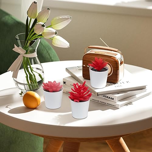 Miniatura 3 de Uguisu Planta artificial en maceta, flor de gema simulada, flor de loto, planta suculenta artificial, planta artificial pequeña, planta falsa