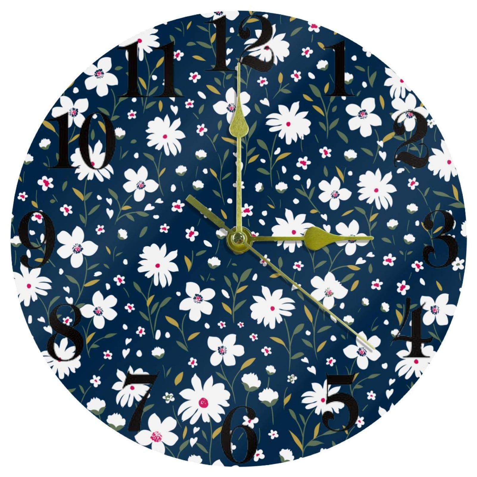 Horloge murale à quartz silencieuse fleurie pour retrouver le calme