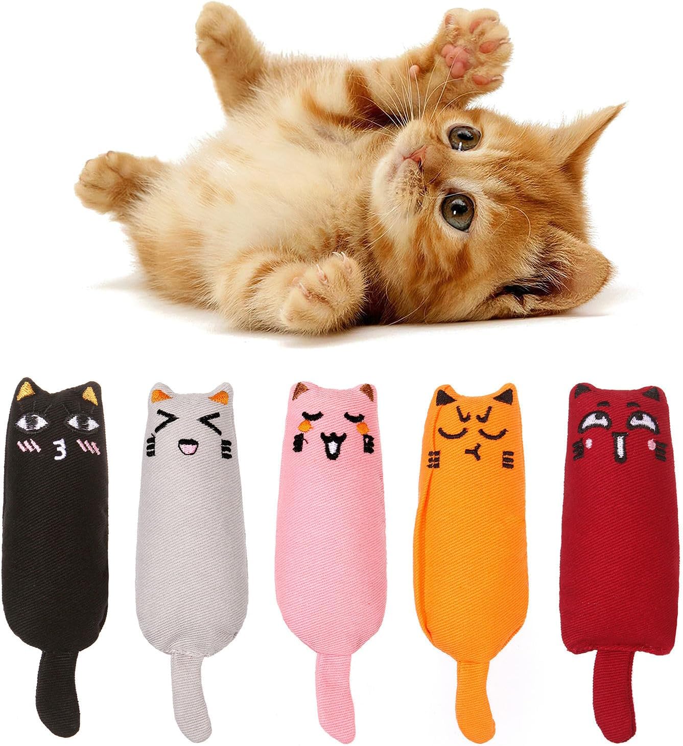 5Pcs Catnip Toy, Cat Chew Toy Bite Resistant Catnip Toys for Cats,Catnip Filled Cartoon Mice Cat Teething Chew Toy