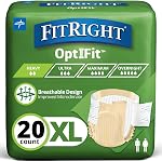 FitRight Extra Cloth-Like Adult Incontinence Briefs; Size Medium; 32" to 44" Waist. (Pack of 20); Disposable; 20 count; 32in; 44in