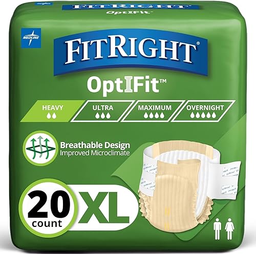 Miniatura 17 de FitRight Pañales para adultos, absorción extrapesada, XL (tamaño de la cintura 56 a 64 pulgadas), 80 unidades, calzoncillos de incontinencia OptiFit