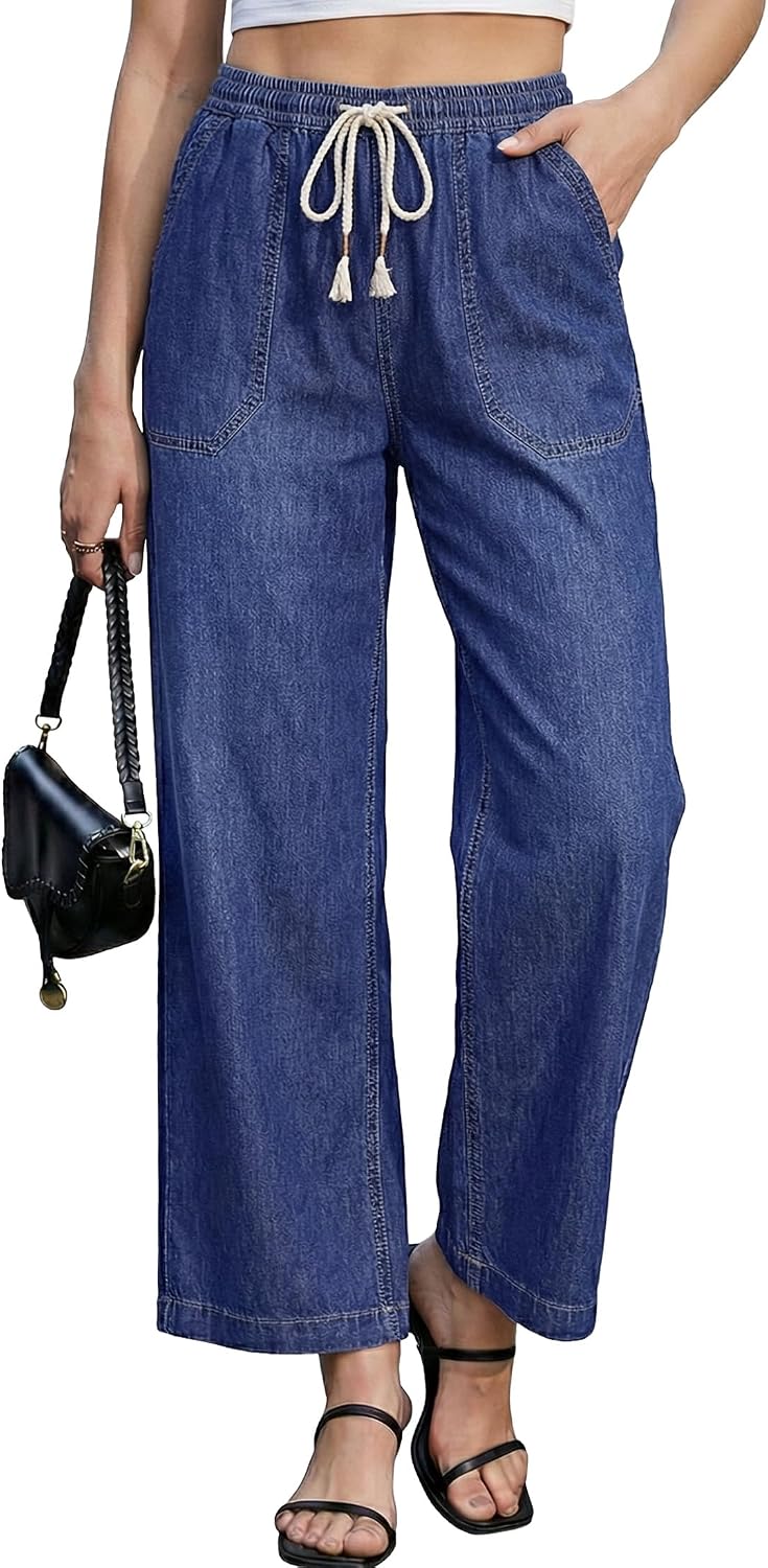 luvamia Lightweight Jeans Women Western Jeans Pants for Women Dark Blue XX-Large Fits Size 20-22