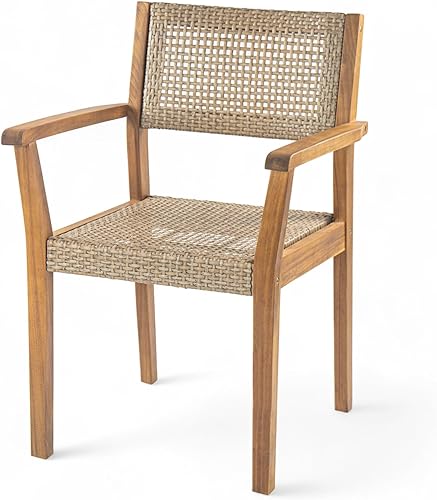 Miniatura 7 de Christopher Knight Home Amaris Farmhouse Patio Garden Furntiure - Juego de 2 sillas de comedor de madera de acacia, sillón para cena