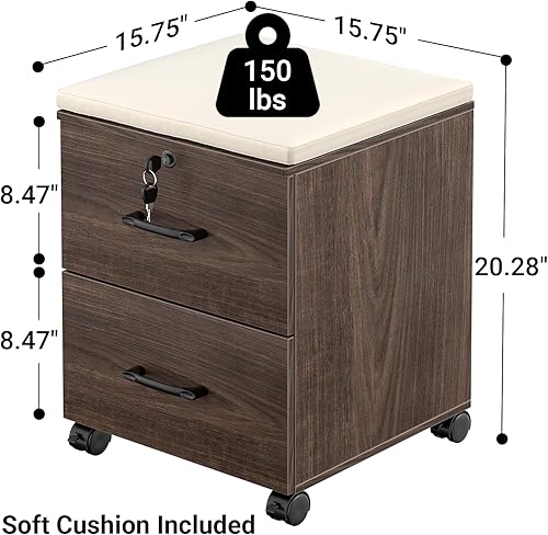 Miniatura 3 de armocity Mesa auxiliar rodante, mesa auxiliar resistente con gabinete y cojín, mesa auxiliar de archivador con rueda para oficina en casa, lado del