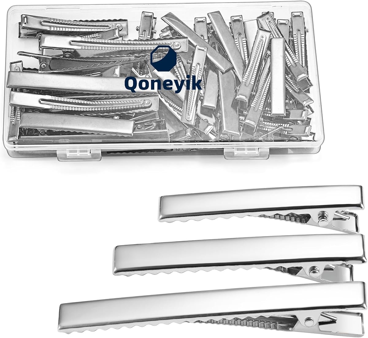 45Pcs Metal Hair Accessories Set: Alligator Hair Clips for Bow Making, 3 Sizes Silver Hair Curlers, Salon Grips, DIY Hairpins with Case