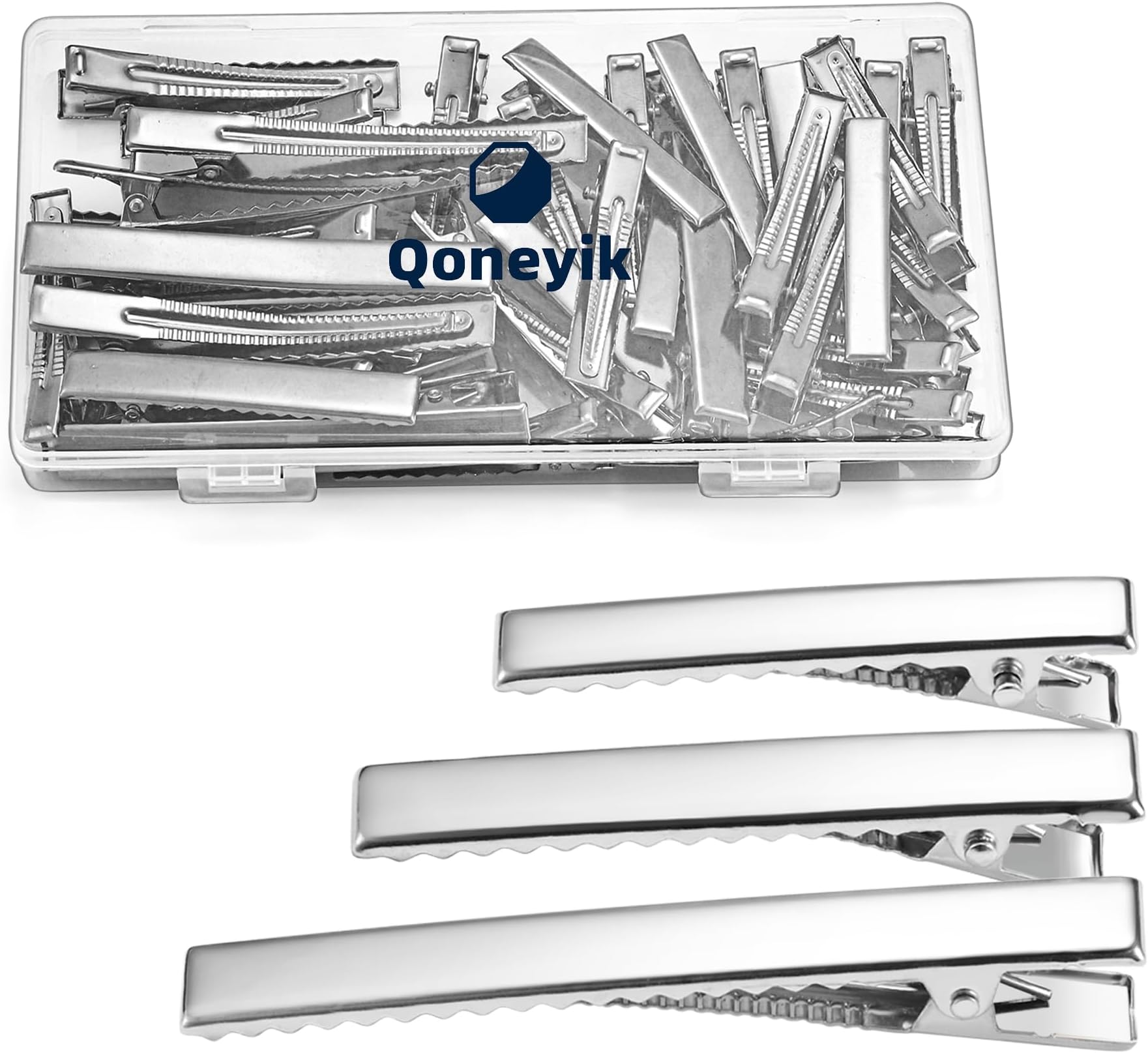 45Pcs Metal Hair Accessories Set: Alligator Hair Clips for Bow Making, 3 Sizes Silver Hair Curlers, Salon Grips, DIY Hairpins with Case