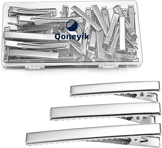 45Pcs Metal Hair Accessories Set: Alligator Hair Clips for Bow Making, 3 Sizes Silver Hair Curlers, Salon Grips, DIY Hairpins with Case