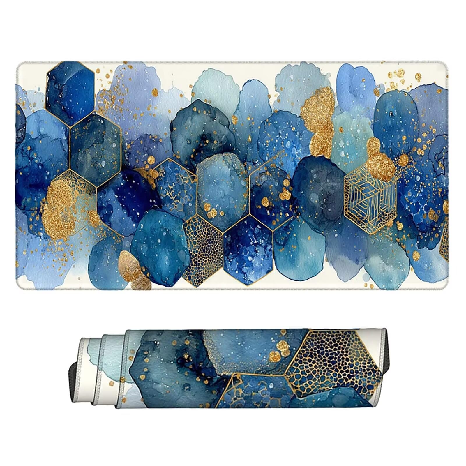 Tappetino Mouse XXL 1000x500mm Blu Mousepad Geometria Tappetino Scrivania Grande, con base in Gomma Antiscivolo, Impermeabile Sottomano Scrivania per Computer, Accessori Gaming Mouse Pad 5-4636l