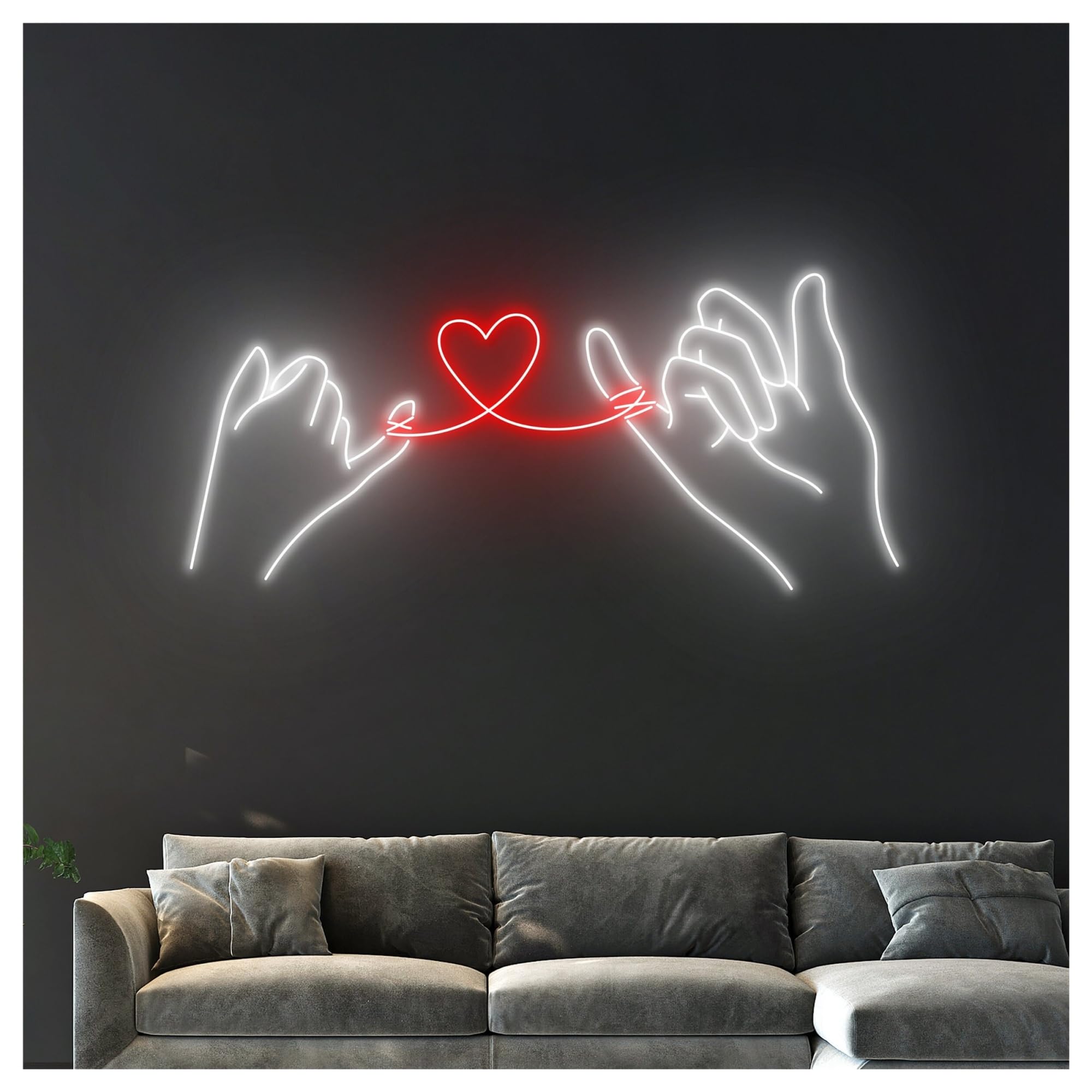 Wiszące neony artystyczne Ręka Serce Neon Znak Para Miłość Dom Pokój Sztuka Ścienna Witryna Sklepowa Wejście Biznesowe 50cm