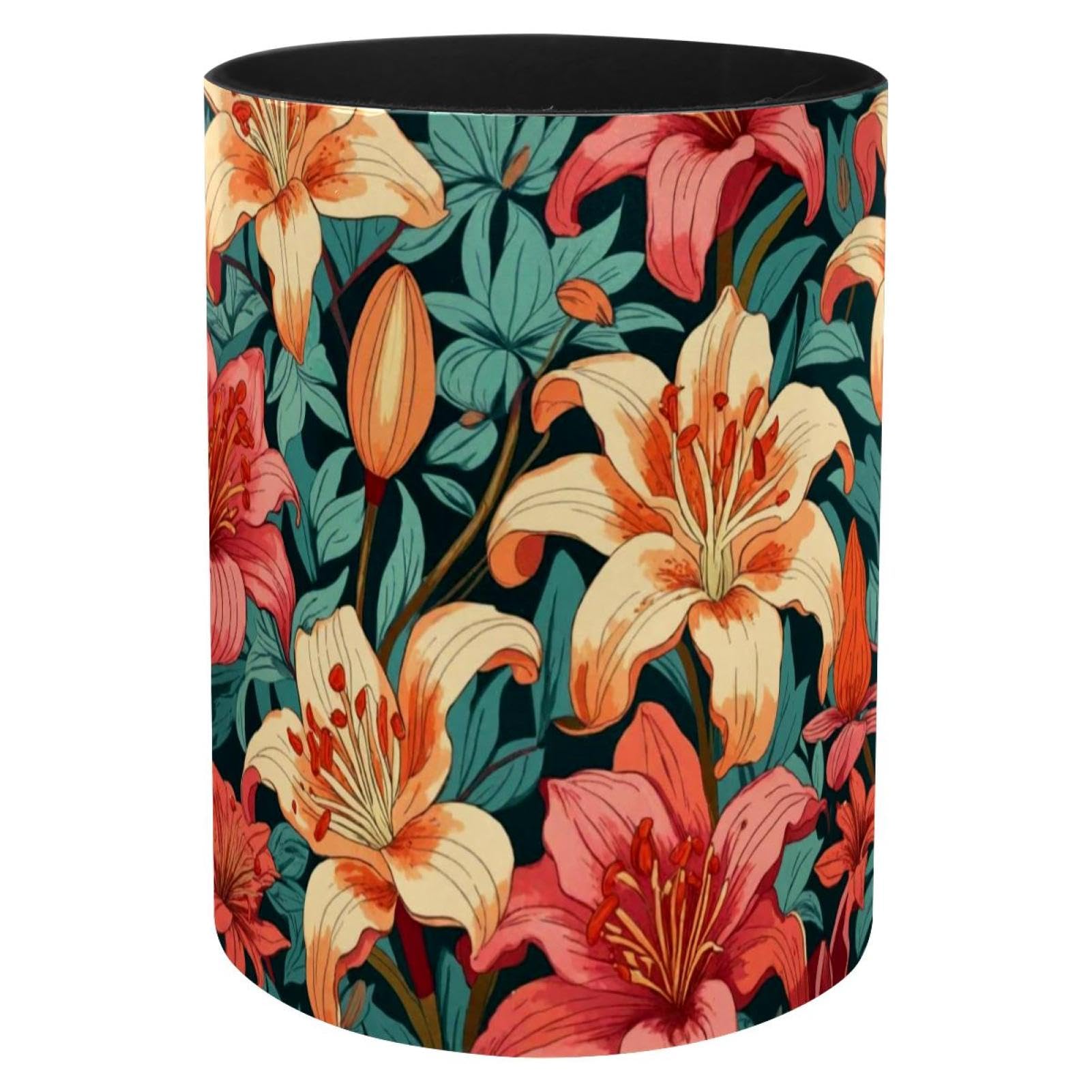 Porte-pinceaux de maquillage en métal design lys élégant pour coiffeuse