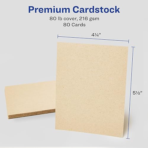 Miniatura 5 de Avery Postales de papel kraft marrón, 4.25 x 5.5 pulgadas, láserinyección de tinta, 80 postales imprimibles, también ideales para tarjetas de