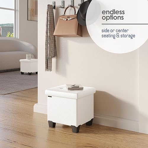 Miniatura 717 de Otomana plegable para dormitorio o sala de estar, con contenedores de almacenamiento, reposapiés para el extremo de la cama, soporta hasta 660 lb,
