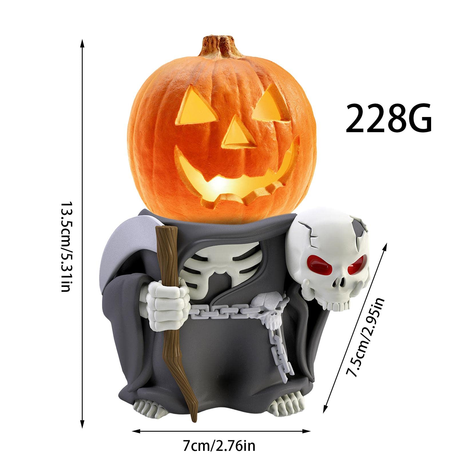 Czarujące dekoracje ogrodowe z bajki na Halloween z figurkami małych dyniowych rycerzy i ozdobami LED na choinkę