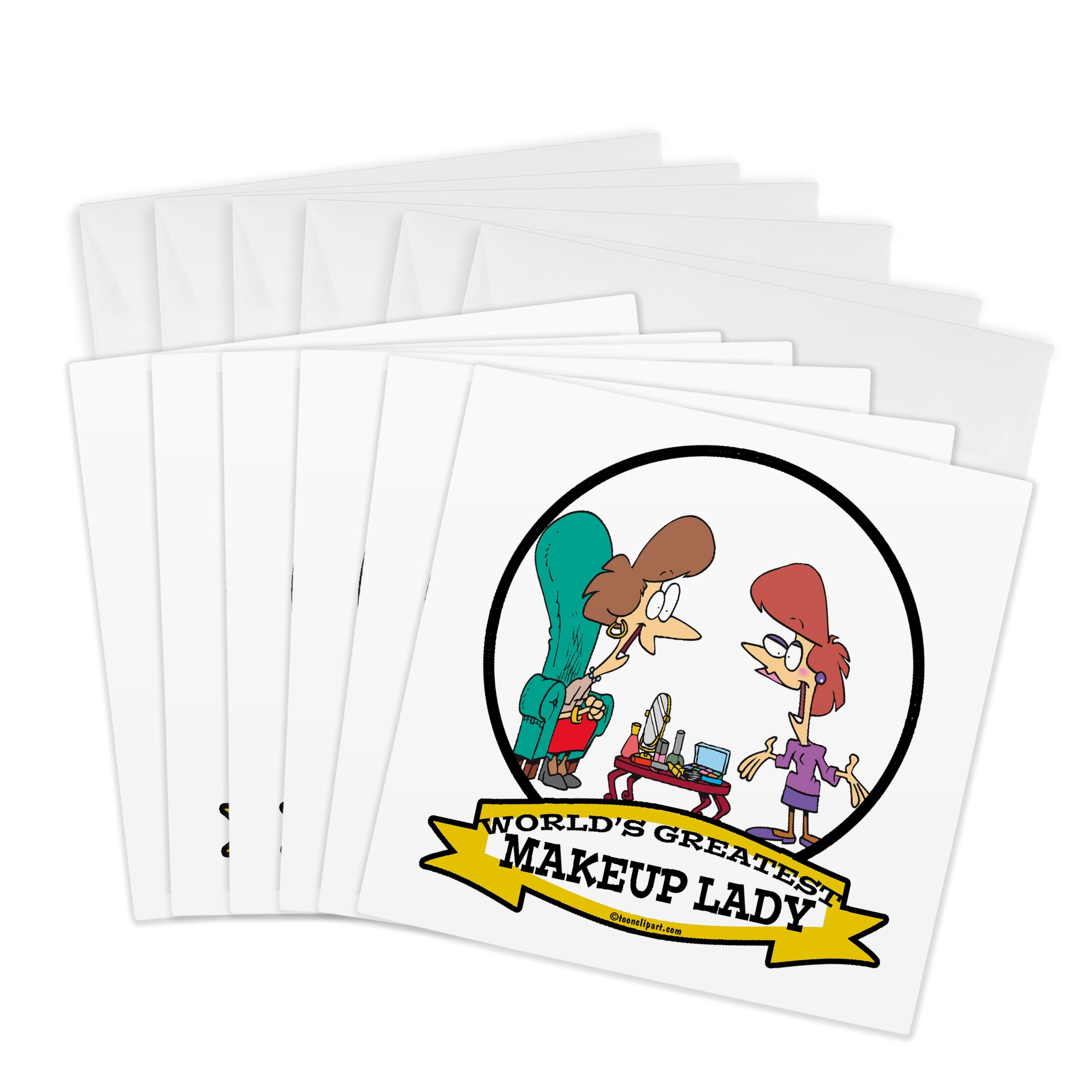 3dRose gc_103336_1 6 x 6-Inch "Funny Worlds Greatest Makeup Lady Cartoon" Greeting Card (Pack of 6)