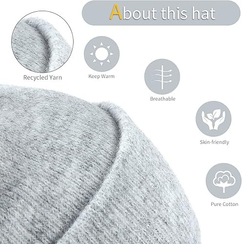 Miniatura 2 de Achiou Gorro de punto para mujer, gorro de esquí de invierno para hombre, gorro cálido con puños, suave y holgado de punto, gorra unisex