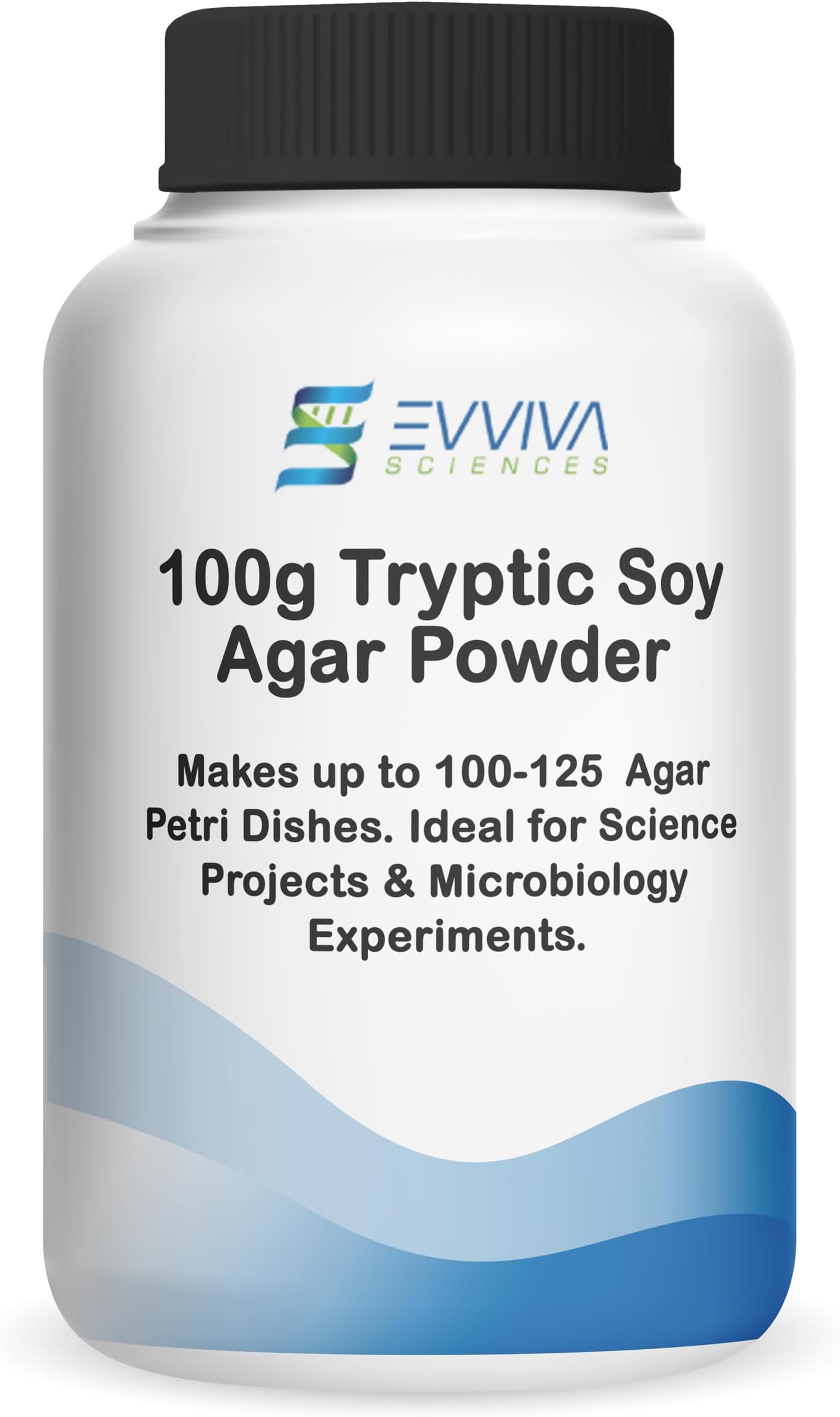 ES EVVIVA SCIENCES Tryptic Soy Agar Powder 100 Grams - - Make 100 to 125 High Quality Agar Petri Dishes - Excellent for Microbiology - Great for Projects
