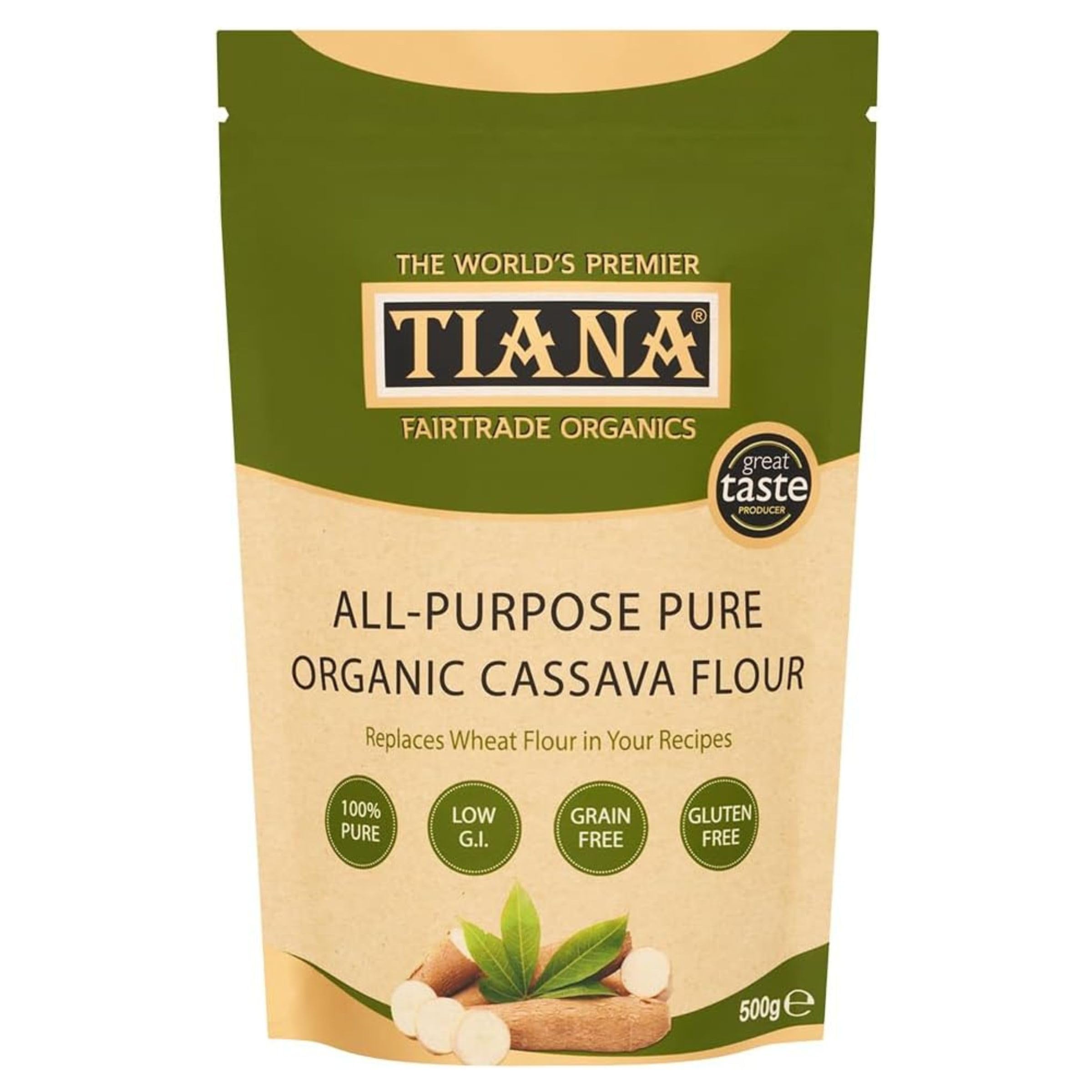 Cassava Flour 500g (Pack of 4) – 100% Pure Gluten-Free & Grain-Free Flour – 1:1 Wheat Flour Substitute for Baking & Cooking – Vegan, Paleo & Allergen-Free – Fairtrade – TIANA