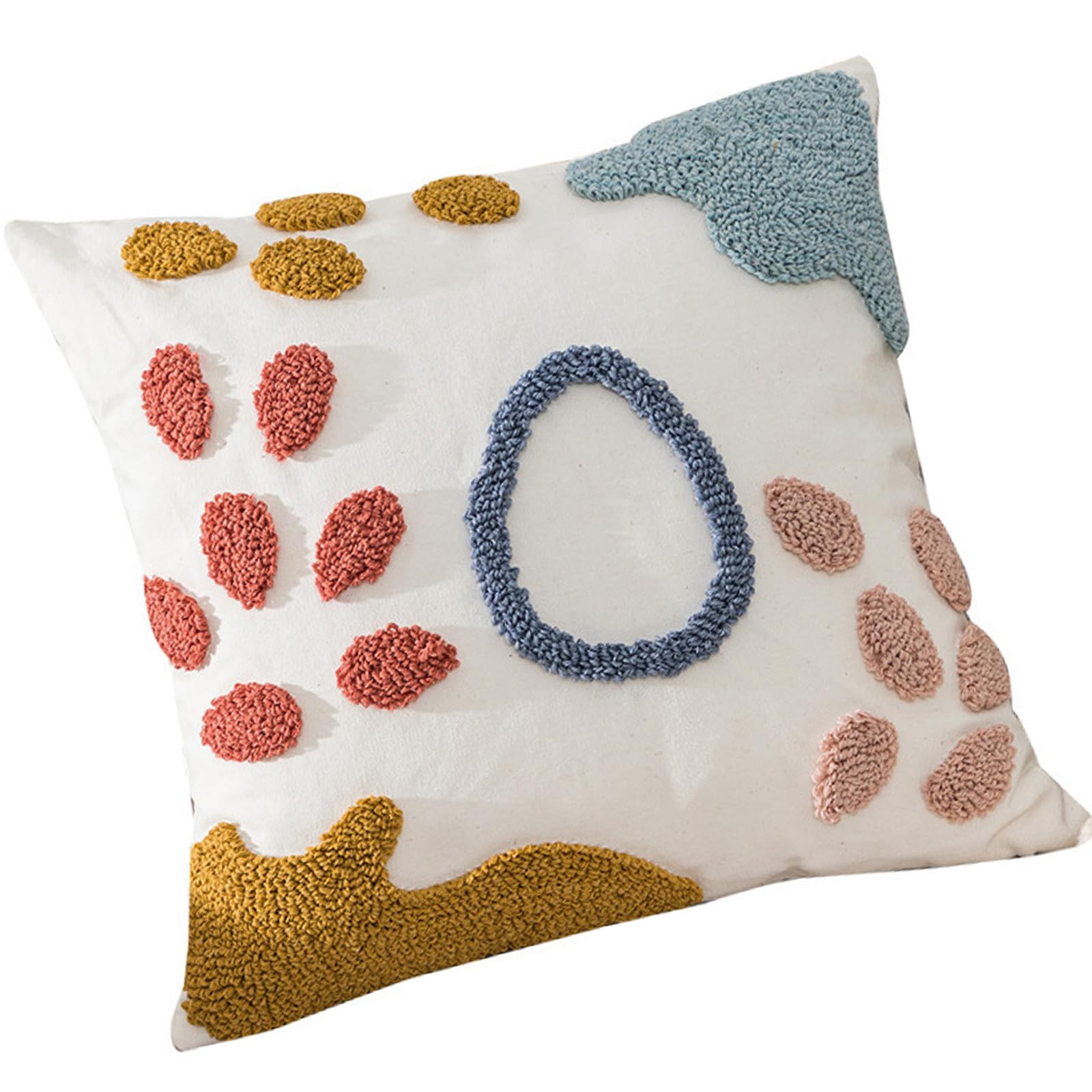 Jazuaiao Waterdrops Embosseds Pillow Cover for Sofa Bedding Polyester Fabric Lumbar Designs 45cm and 50cm Scandinavian Waterdrops Embroidered Pillow Cover Geometric Loop Pattern Throw Cushion Case