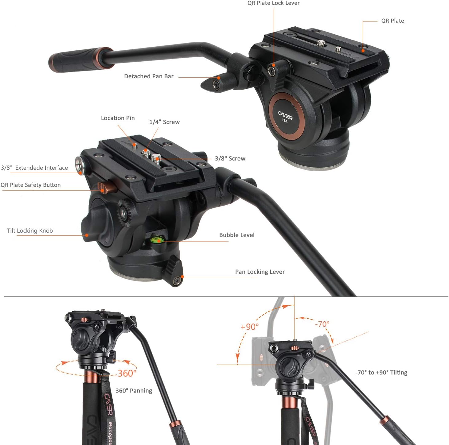 Hоttеѕt Sаlеѕ Cayer CF34 Carbon Fiber Camer Monopod Kit, 71 inch Professional Telescopic Video Monopods with Video Fluid Head and Folding Support Base for DSLR Video Cameras Camcorders, Plus 1 Extra Sliding Plate ❤ Crаzу Dеаlѕ Cayer CF34 Carbon Fiber Camer Monopod Kit, 71 inch Professional Telescopic Video Monopods with Video Fluid Head and Folding Support Base for DSLR Video Cameras Camcorders, Plus 1 Extra Sliding Plate