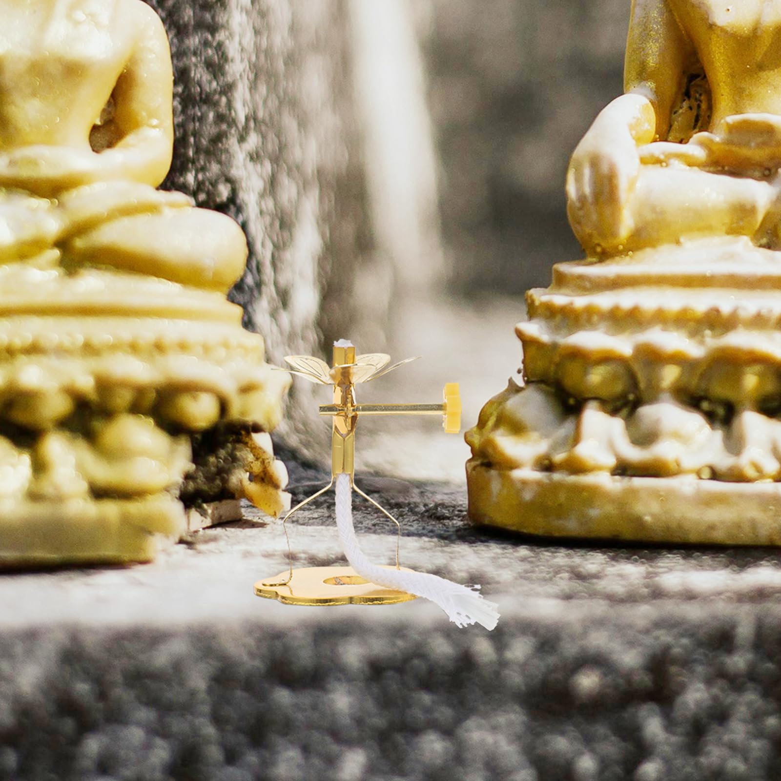 Amosfun Oil Lamp Wick Holder, Adjustable Oil Lamp Rack Wick Holder, Alloy Oil Lamp Cotton Thread Wick Stand, Buddhism Adornment - Image 3