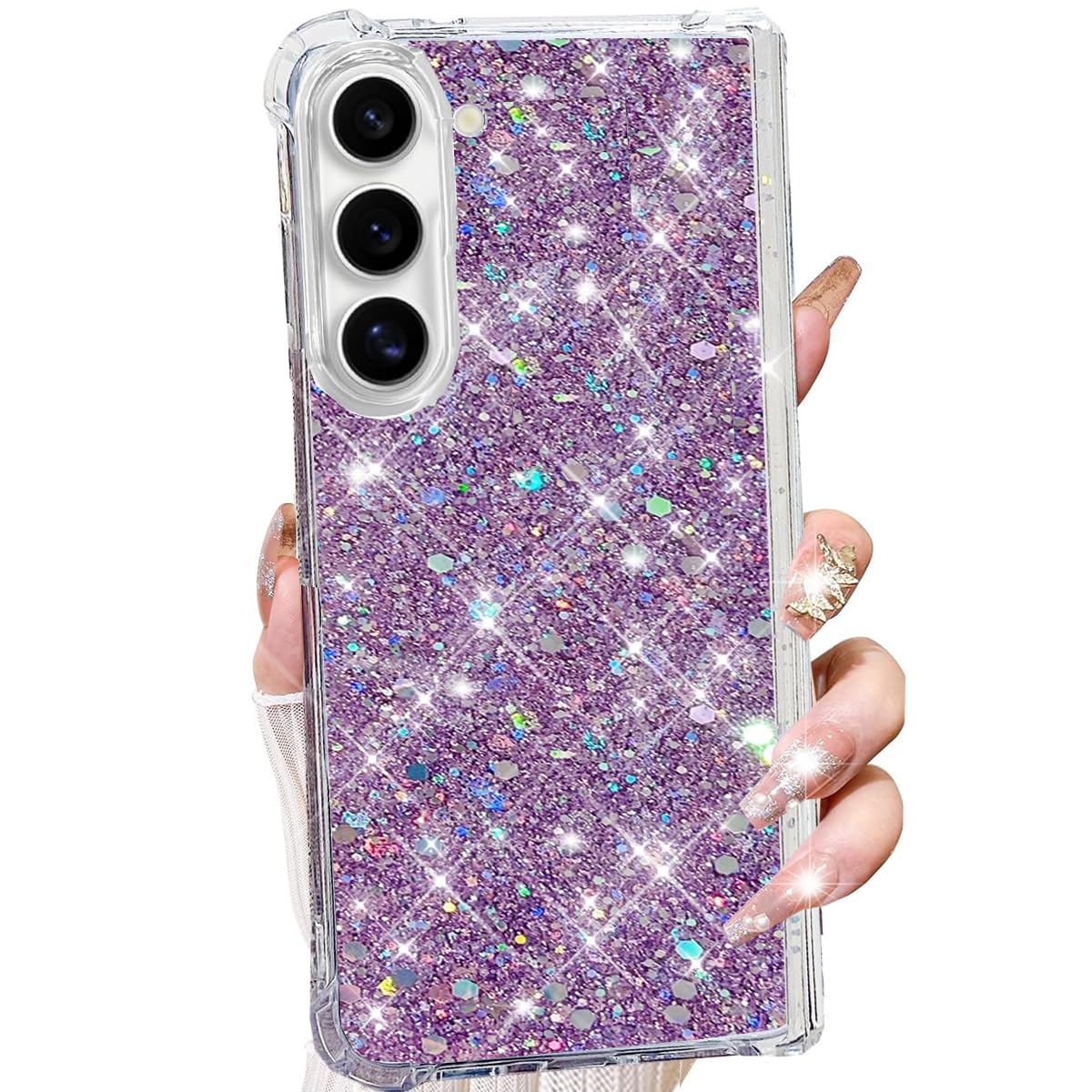 Changjia for Samsung Galaxy Z Fold 6 Glitter Case,Cute Bling Sparkle Sparkly Shiny Soft TPU Silicone Clear Bumper Four Corner Shockproof Protective