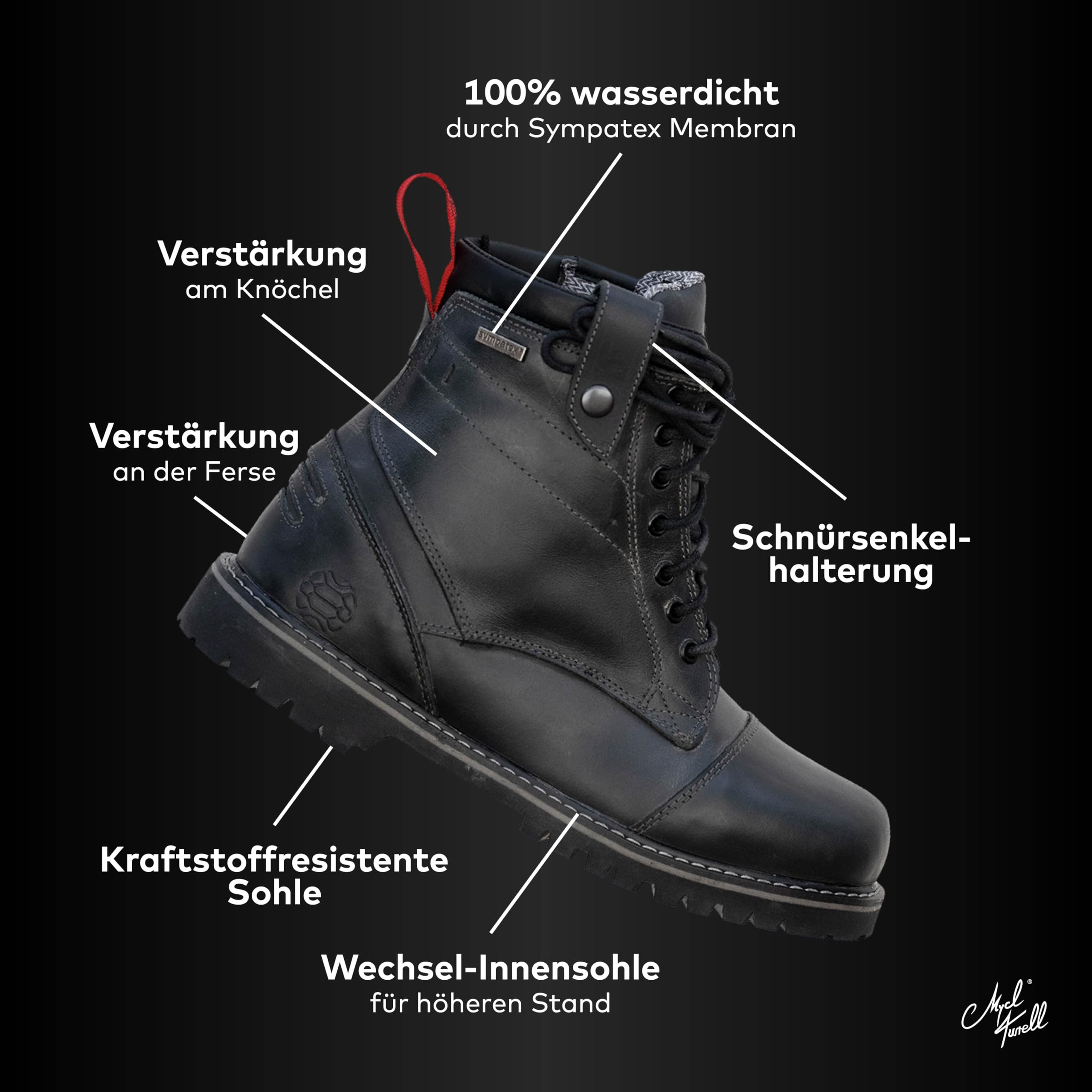 Agent Grey Motorradstiefel für Herren - Atmungsaktive, Wasserdichte Boots mit Rutschfester Sohle für Überlegene Sicherheit