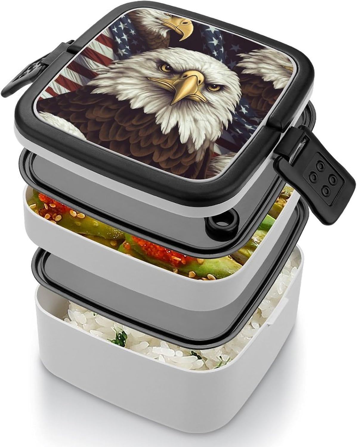 Adults Lunch Box Adult Bento Box Stackable Bento Box BPA-Free Bald Eagle Lunch Box Food Container Ideal for Meal Prep, Work, And On The Go