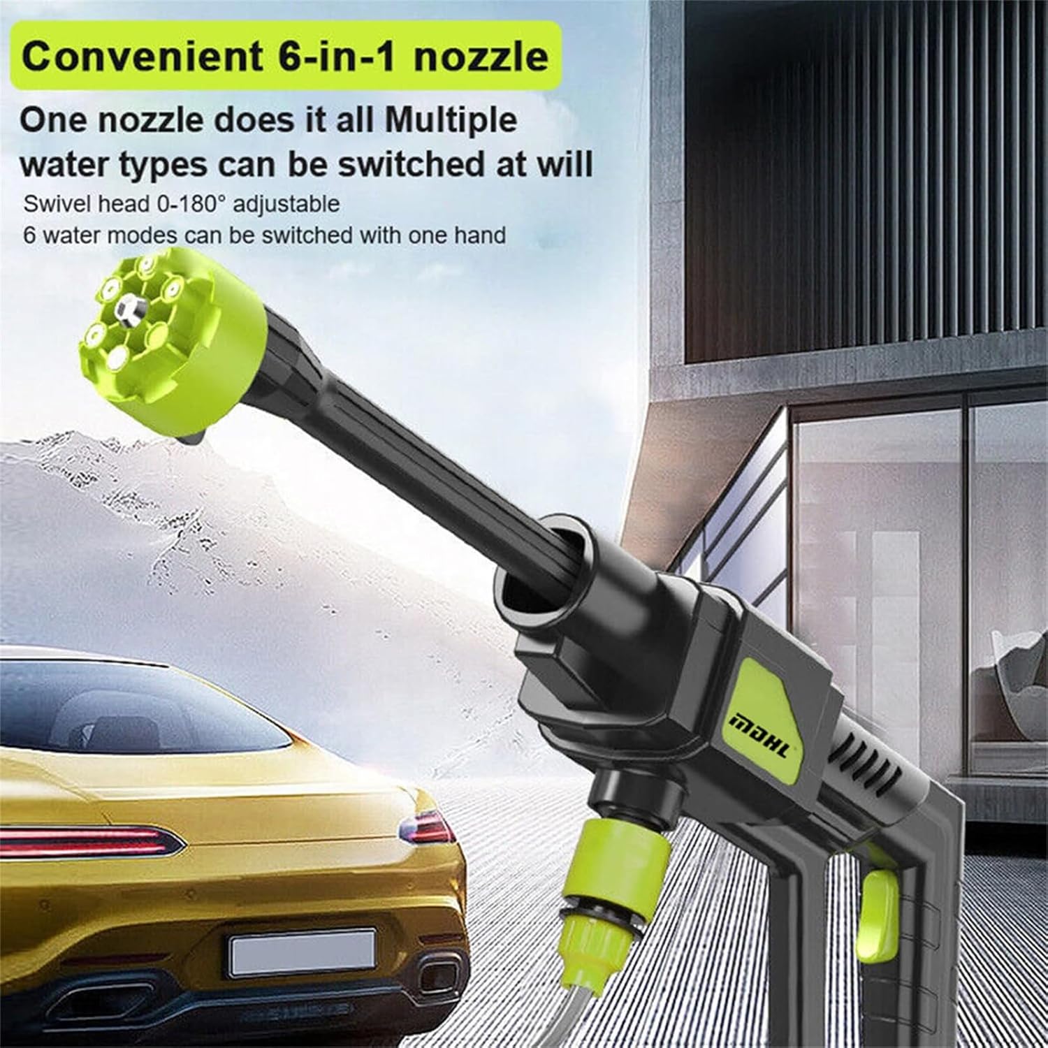 24V Cordless High Pressure Washer,Portable Power Washer with Rechargeable Battery 6-in-1 Nozzle,Handheld High-Pressure Car Washer Gun,2 Batteries,12M Long Range,Suitable for Car Washing,Farm Cleaning