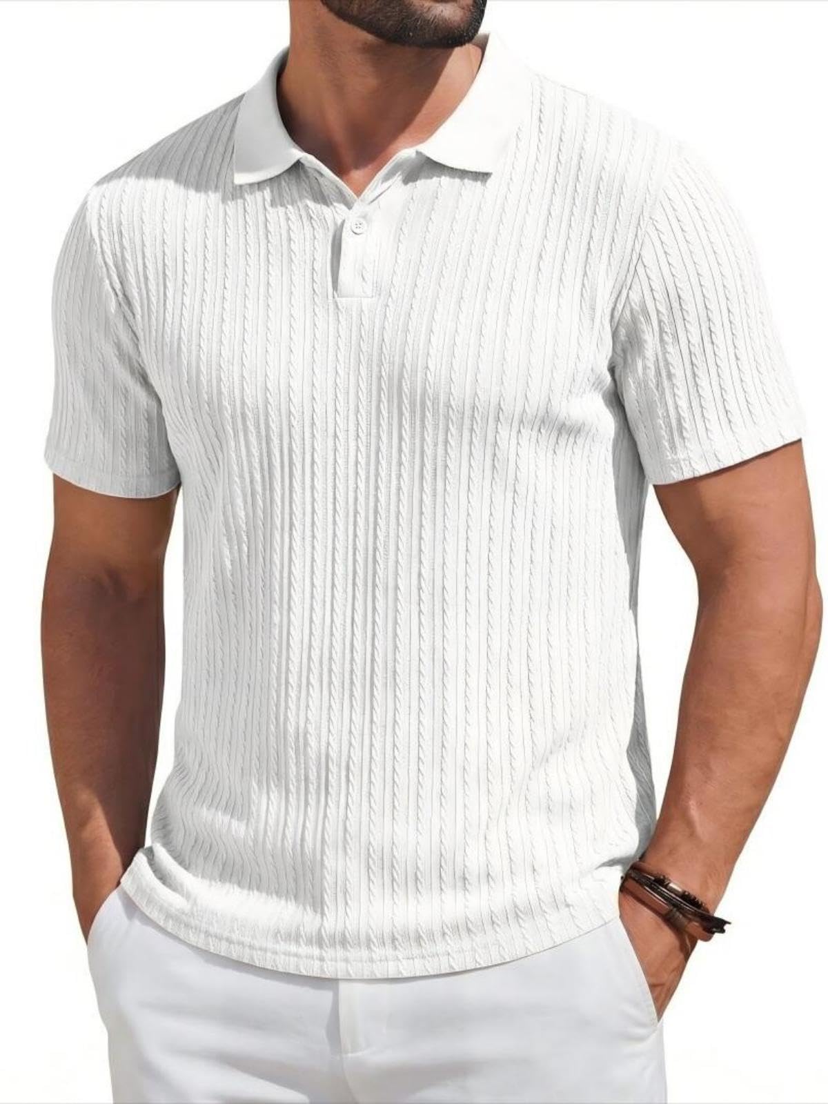 Runcati Herren Poloshirt Kurzarm Strick T-Shirt Männer Sommer Regular Fit Polohemd Einfarbig Knopfleiste Golf Shirts Basic Freizeit Poloshirts