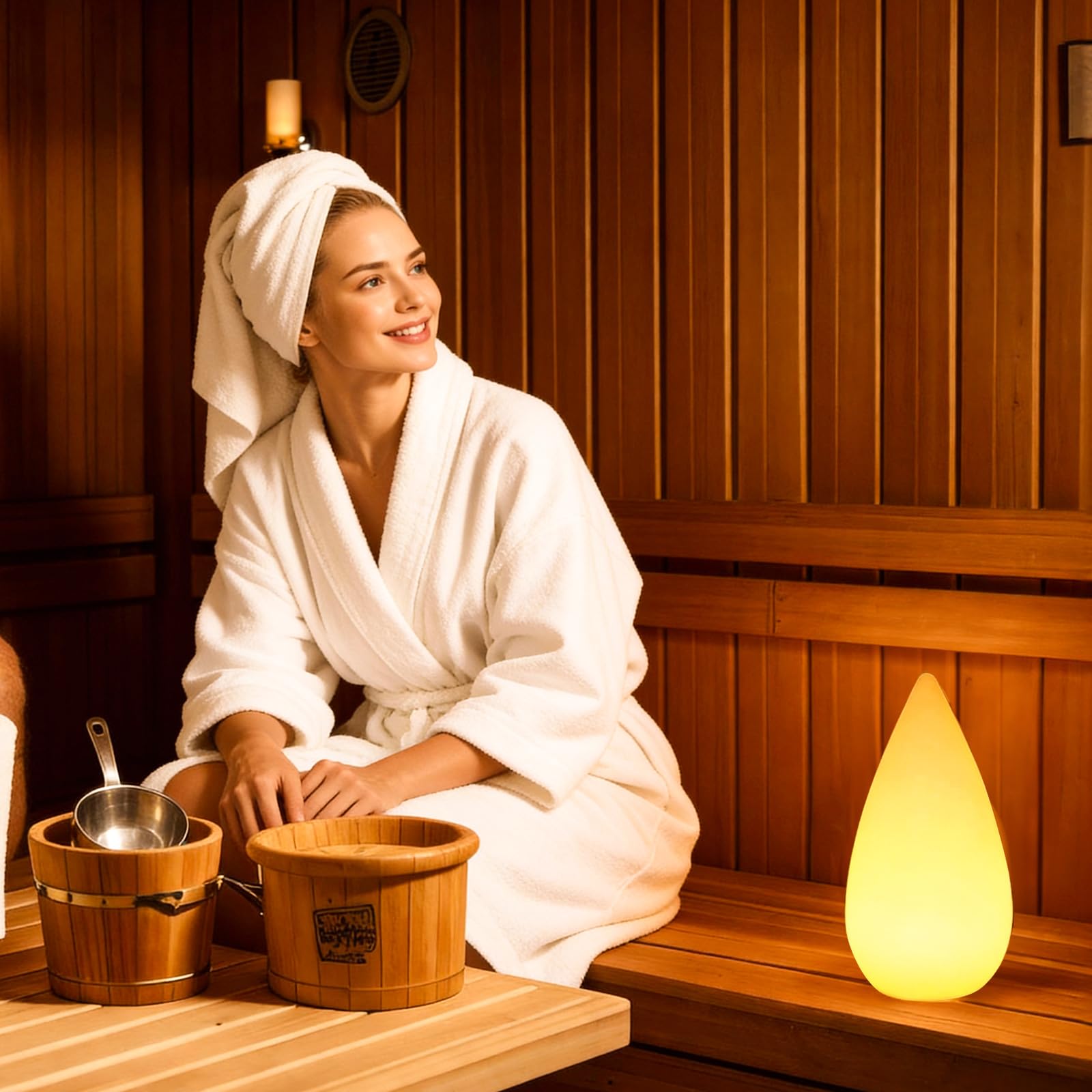 SCNNC LED Nachttischlampe Kabellos Dimmbar 16 RGB Farben und 4 Modi, IP65 LED Tischlampe Akku USB Aufladbar Weiß mit Fernbedienung und USB-C Ladekabel, für Saunalampe Außen Restaurant 12x24CM