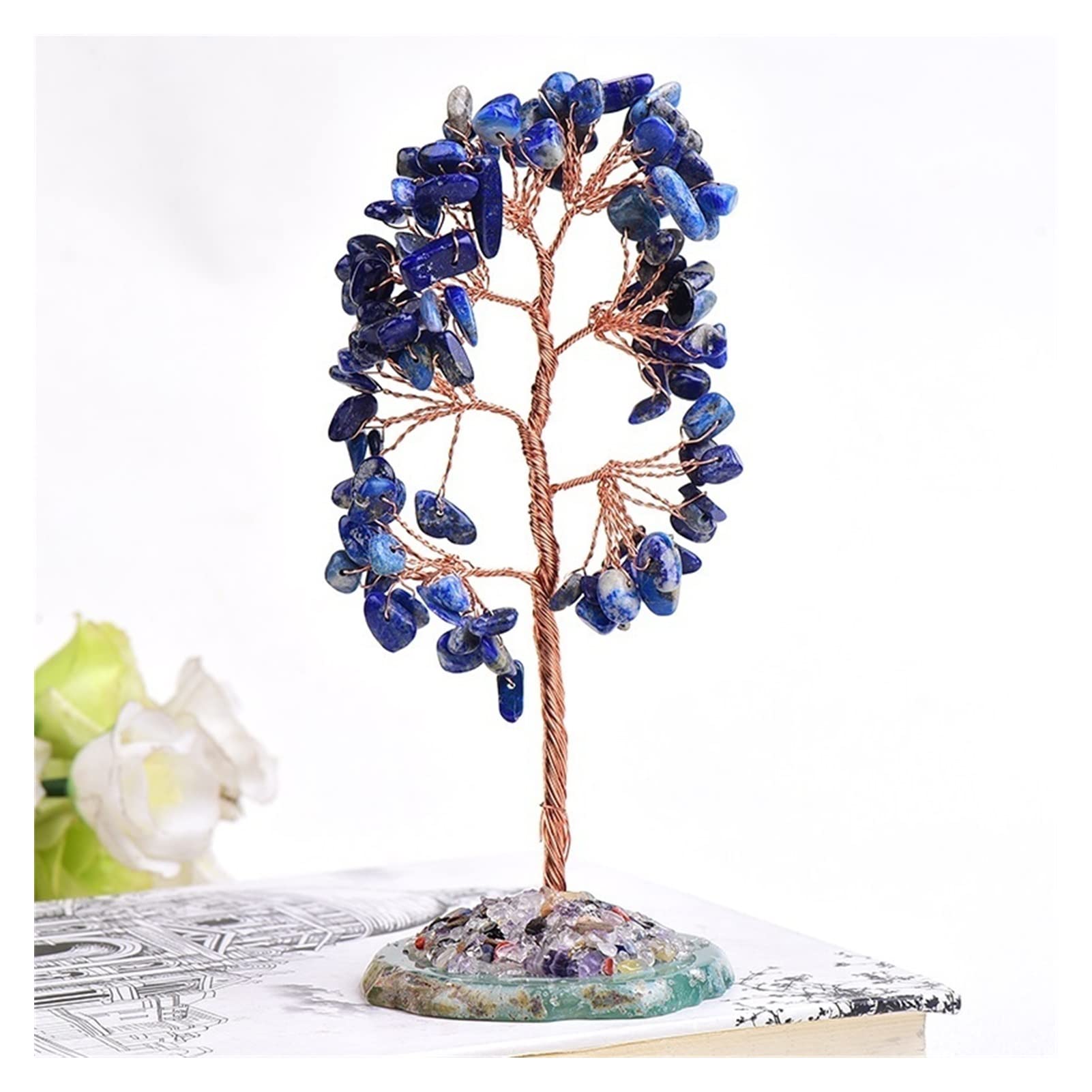 Cadeau de mariage en cristal naturel et agate | Arbre de bonheur unique