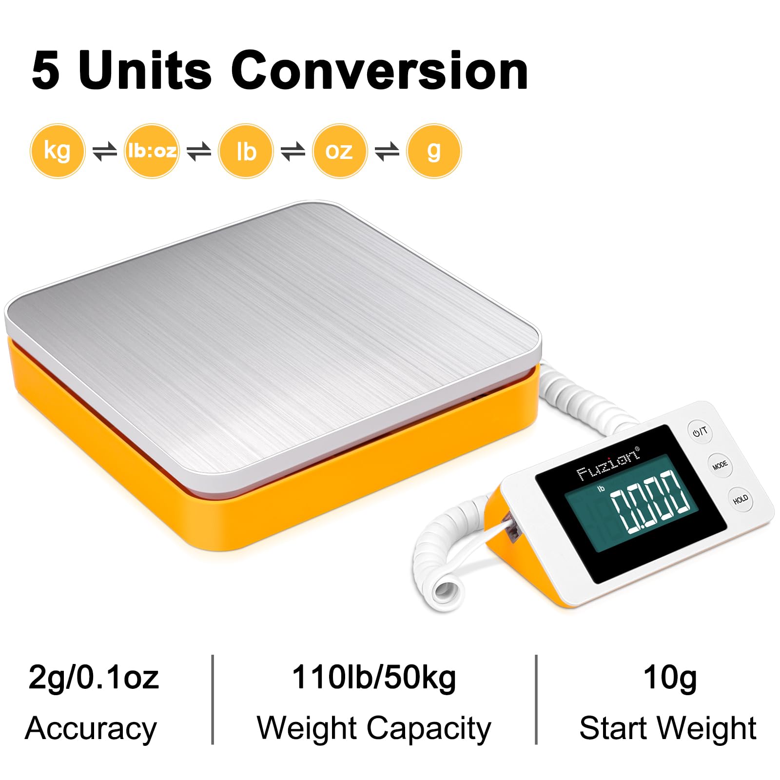 Fuzion Shipping Scale - Digital Postal Scale 110LB x 0 1oz Large LCD Display 5 Units Scale for — view 3
