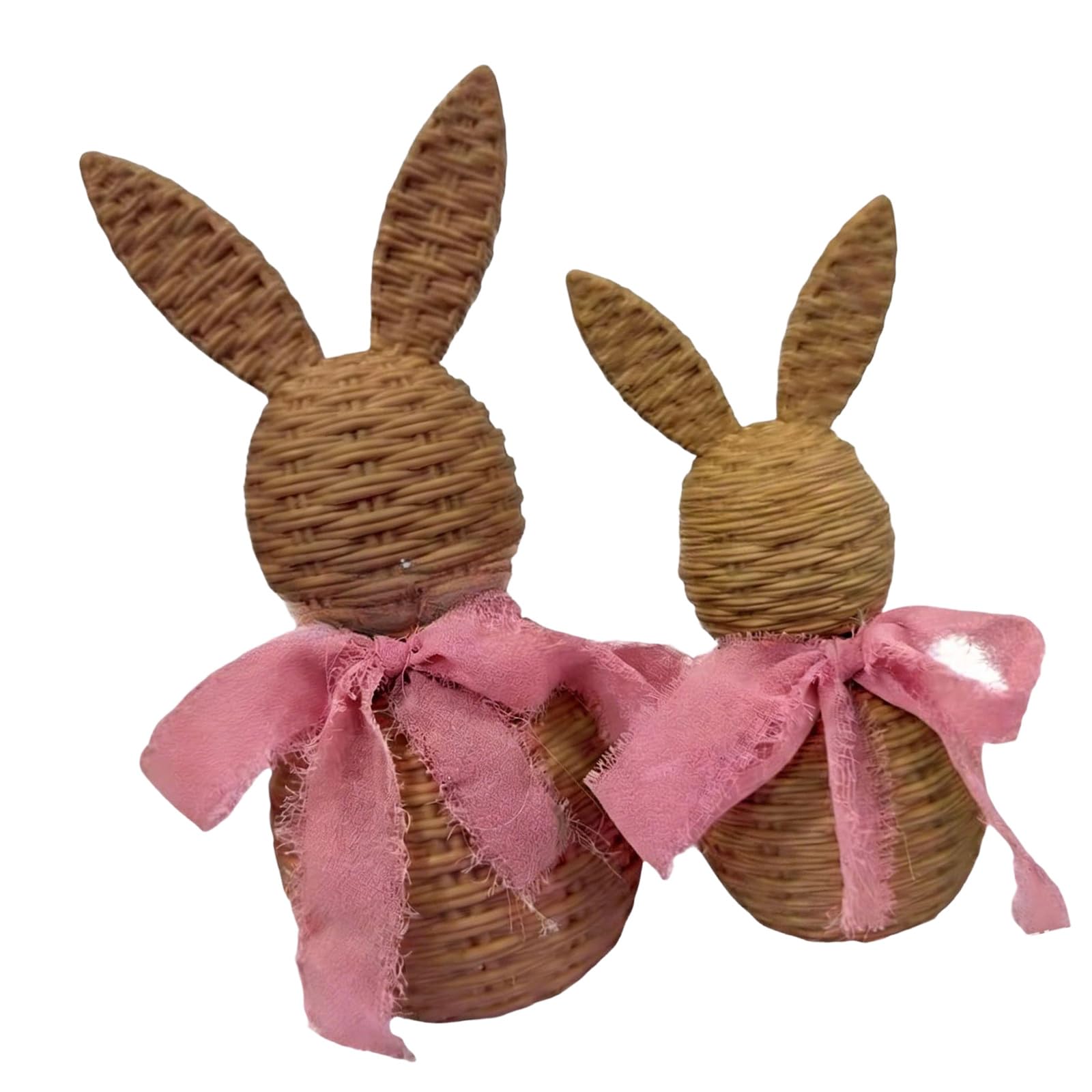 Msioytog Rattan Effect Resin Bunnies Figurines Easter Spring Home Decor Rattan Effect Resin Bunnies Statue