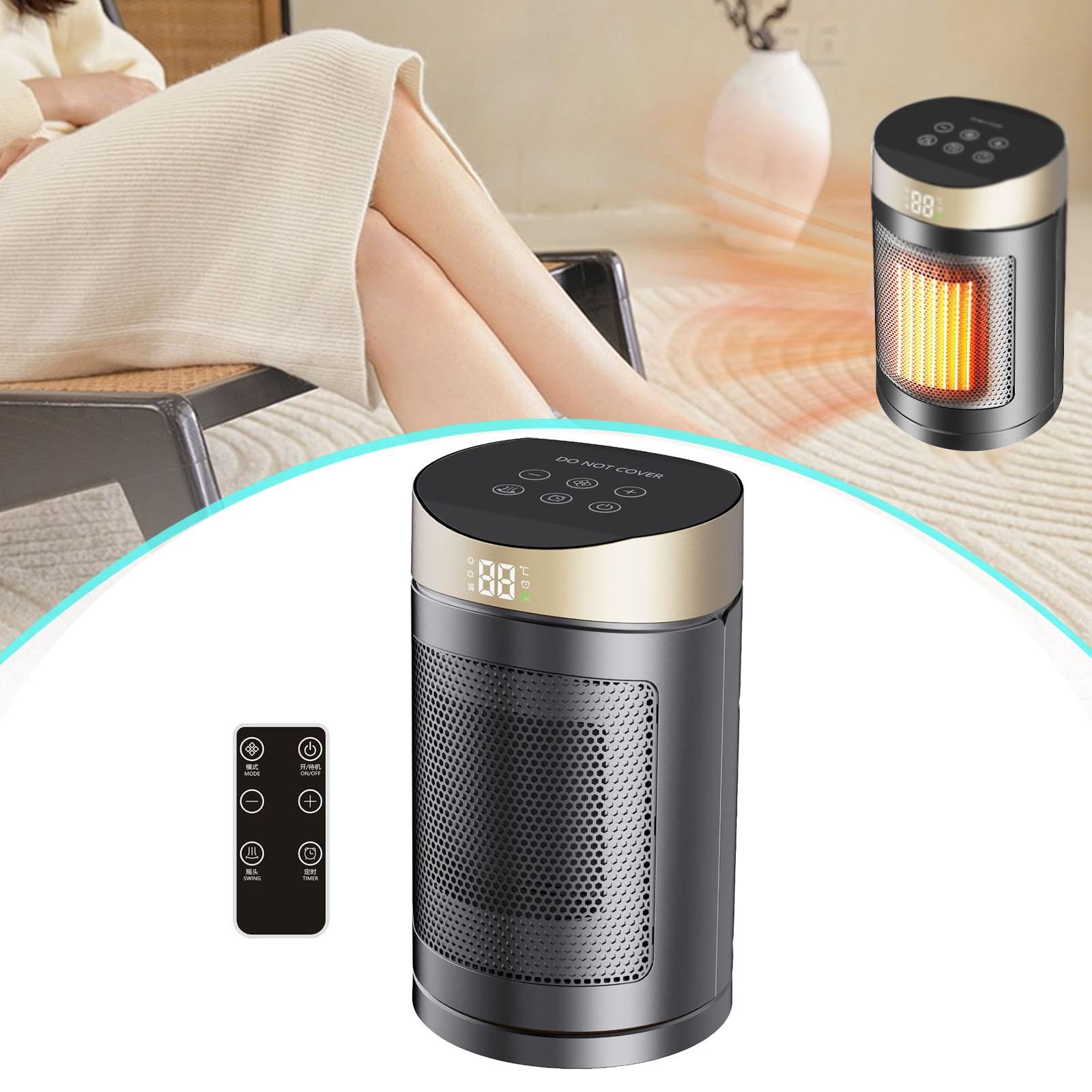 rockible Calentador de Espacio Ajustable, pequeño, Compacto, para Oficina, Dormitorio, hogar, Oro
