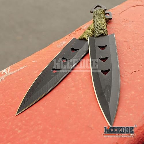 Miniatura 2 de KCCEDGE BEST CUTLERY SOURCE Juego de cuchillos tácticos - 6 piezas de cuchilla fija navaja afilado borde accesorios de campamento Kit de